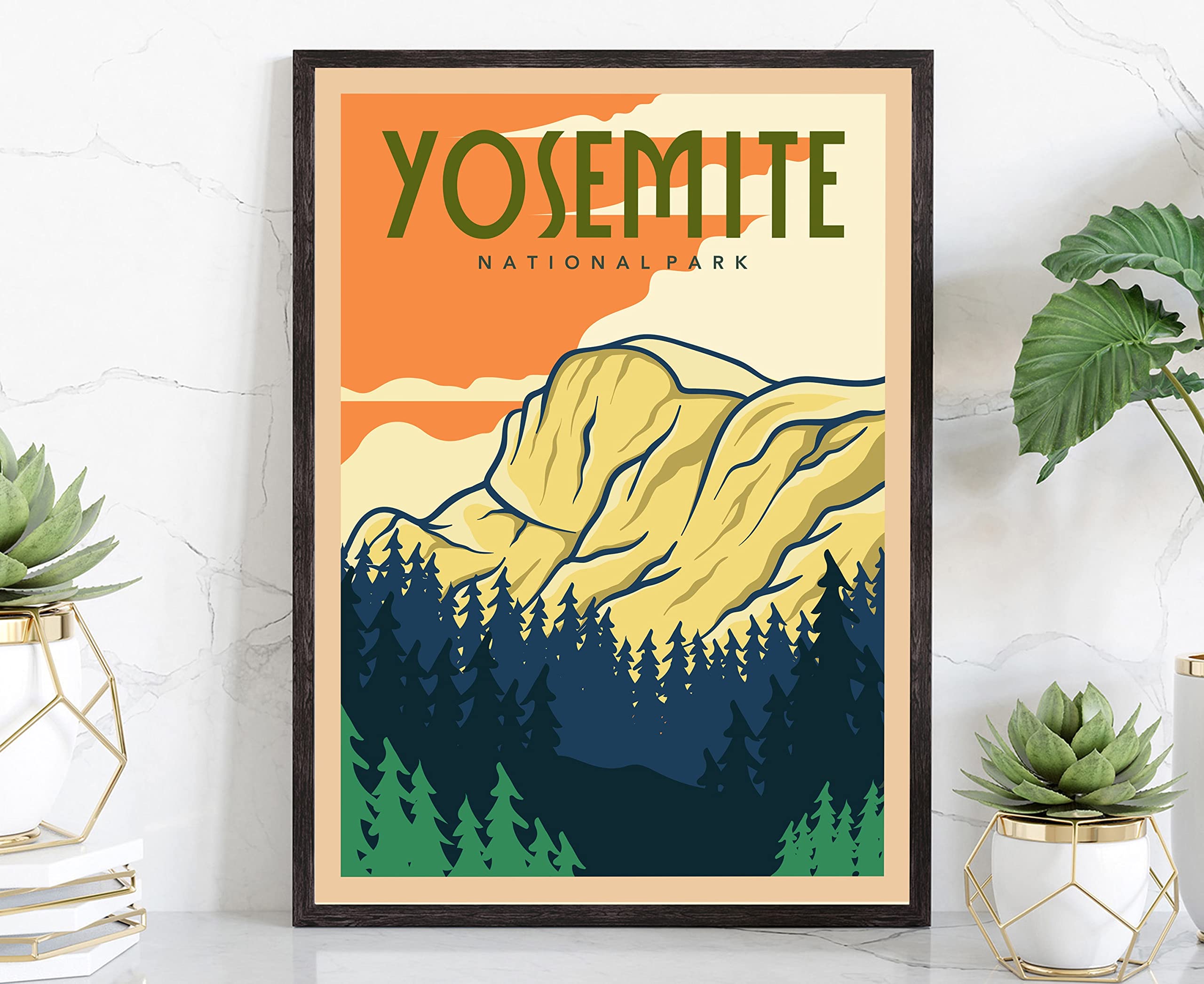 Yosemite National Park Retro Travel Poster Print (24x36)