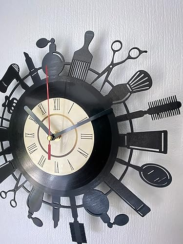 Miniatura 4 de Reloj de pared de vinilo para peluquería, peluquería, peluquero, peluquero, peluquería, regalo para estilista, personaliza tu reloj