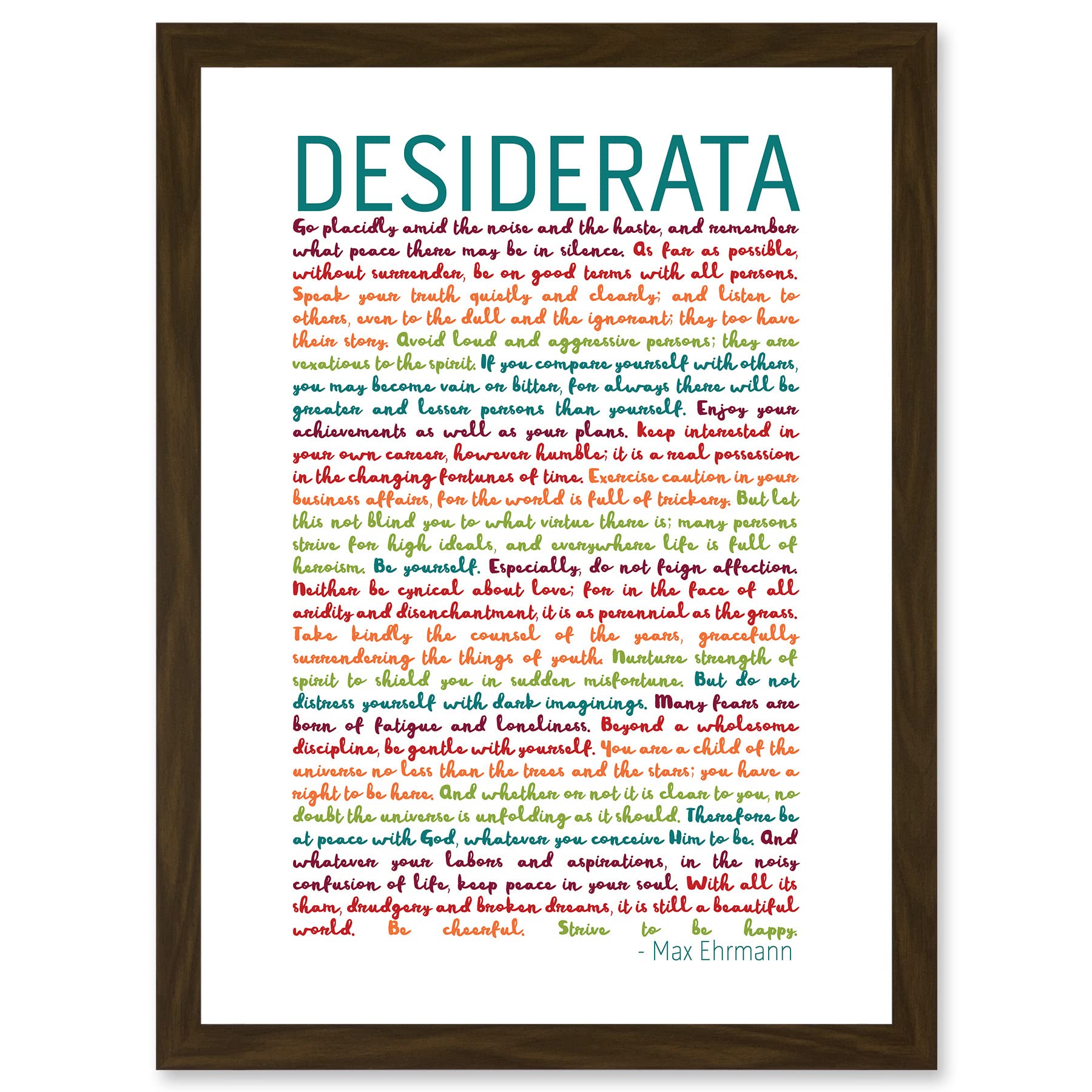 Wee Blue Coo Desiderata Rainbow Words Mav Ehrmann Typography Inspiration A4 Artwork Framed Wall Art Print