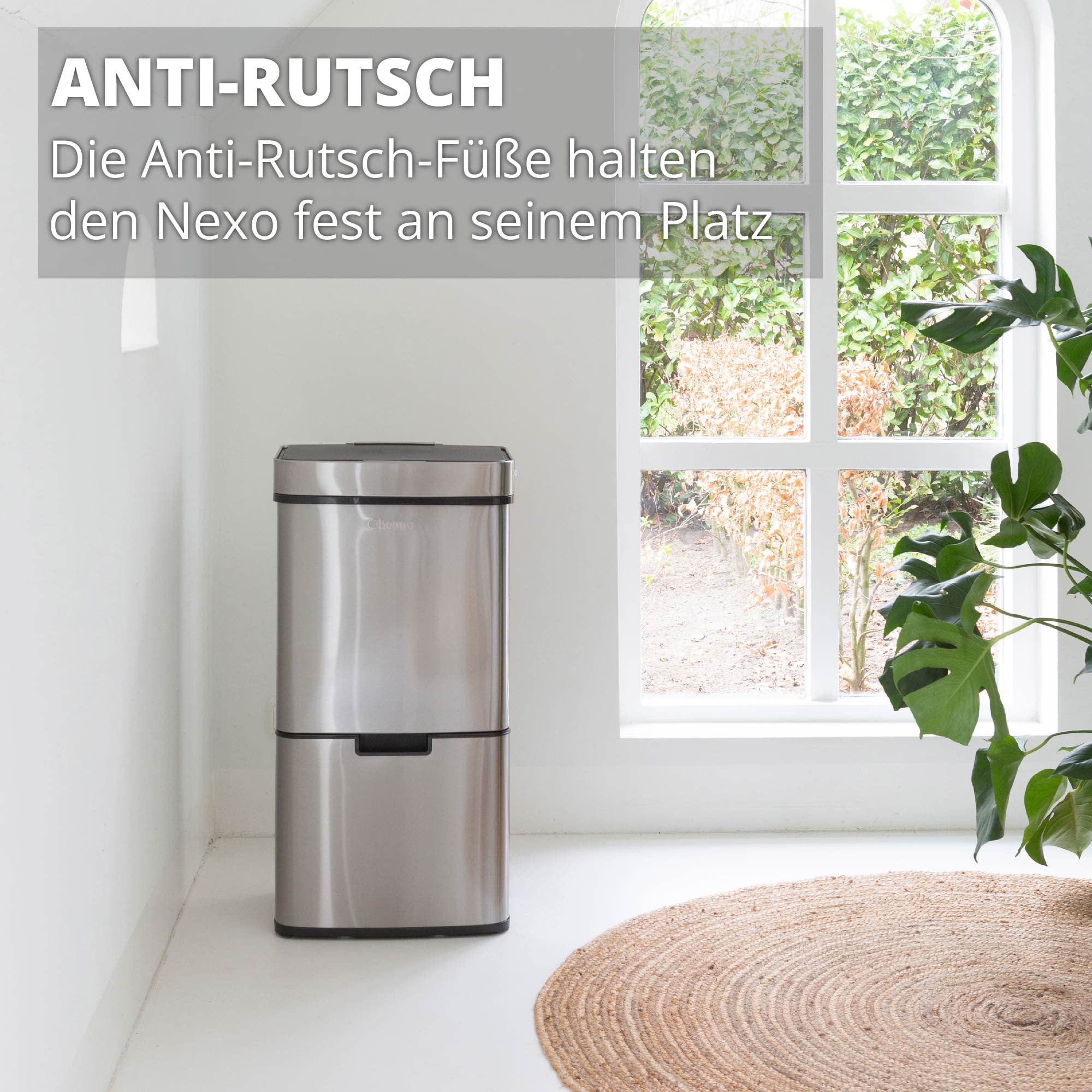 Homra® Nexo Smart Bin kosz na śmieci z czujnikiem 3 + 1 przegródkami, ze stali nierdzewnej, z czujnikiem ruchu, elektryczna segregacja śmieci, Smart Bin, system segregacji śmieci w kuchni