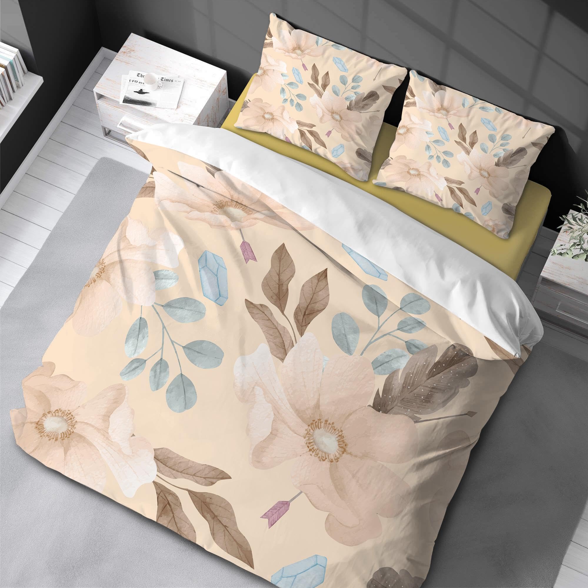 Housse de couette fleurs aquarelle pastel pour des nuits douces et poétiques