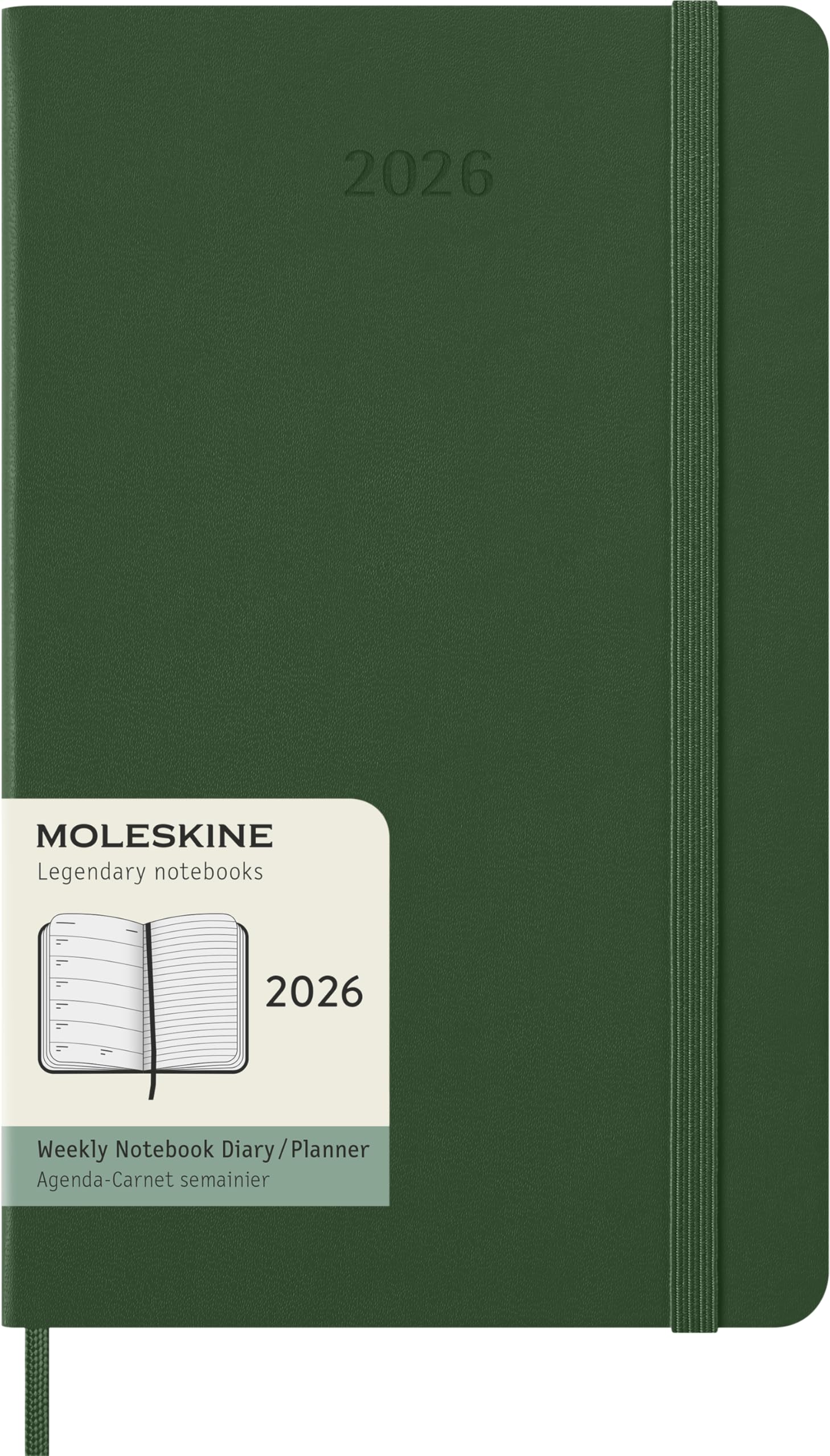 Moleskine Agenda Hebdomadaire, Agenda Hebdomadaire 2026 12 Mois Avec Espace Pour Notes, Avec Couverture Rigide Et Fermeture Élastique, Format Large 13x21, Couleur Noire