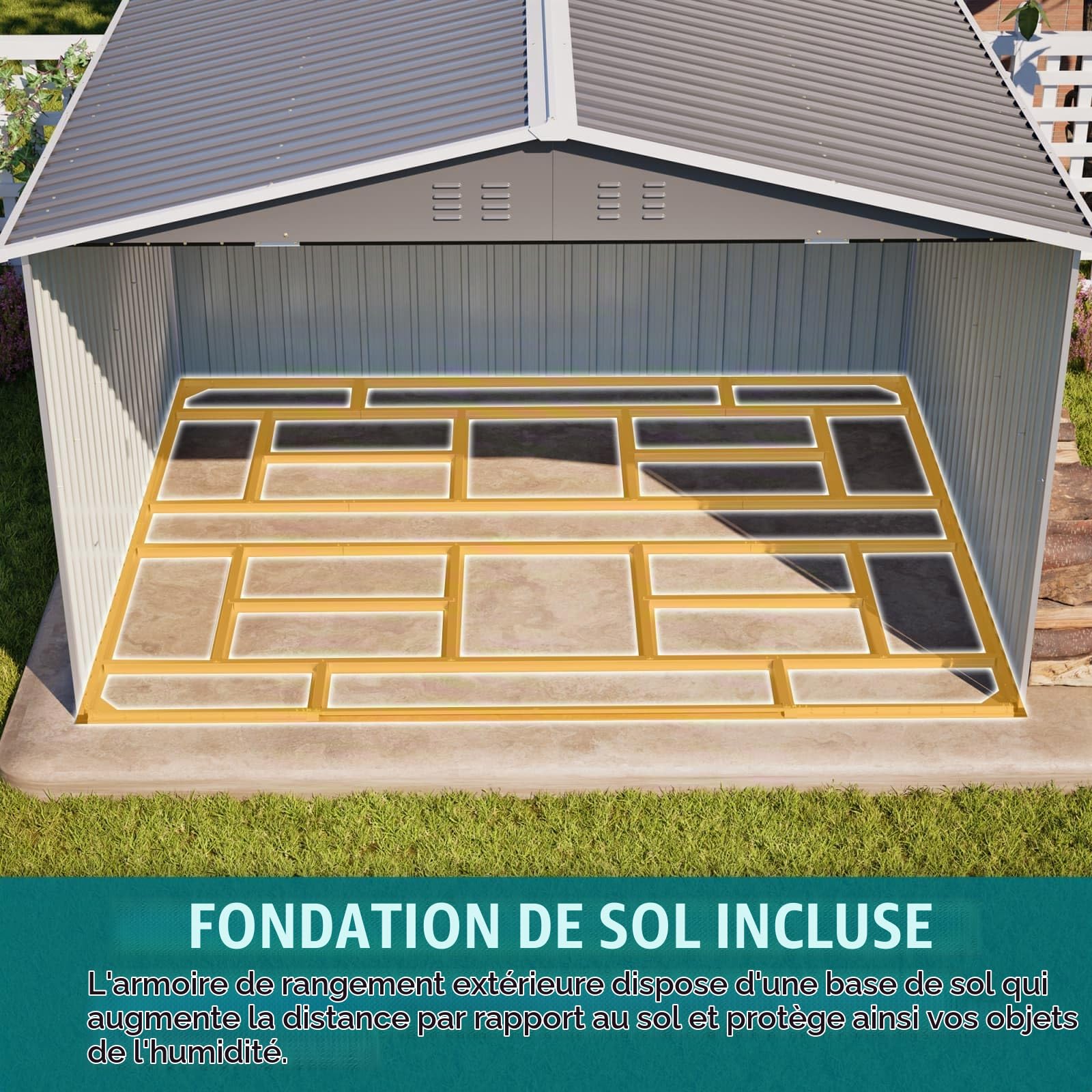 KOMHTOM Abri de Jardin en Acier Galvanisé (300x252cm-Gris)