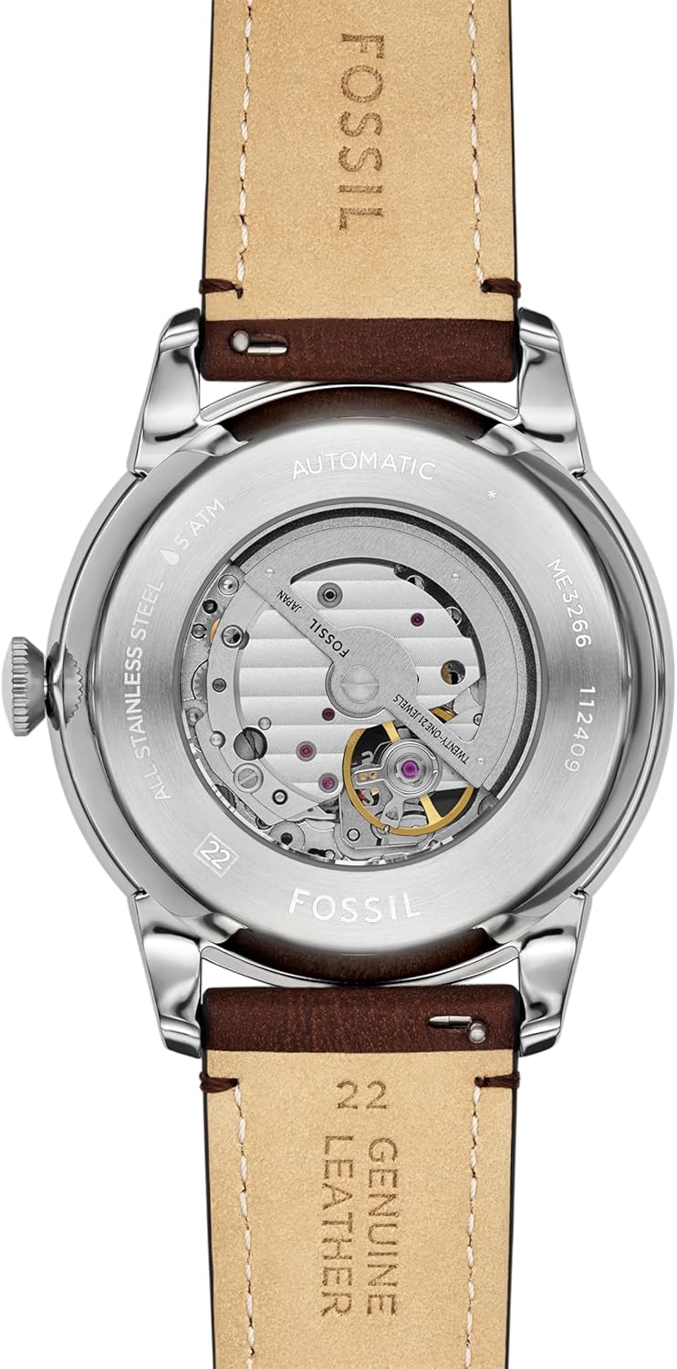 Fossil Men's Townsman Automatic Stainless Steel and Leather Two-Hand Skeleton Watch