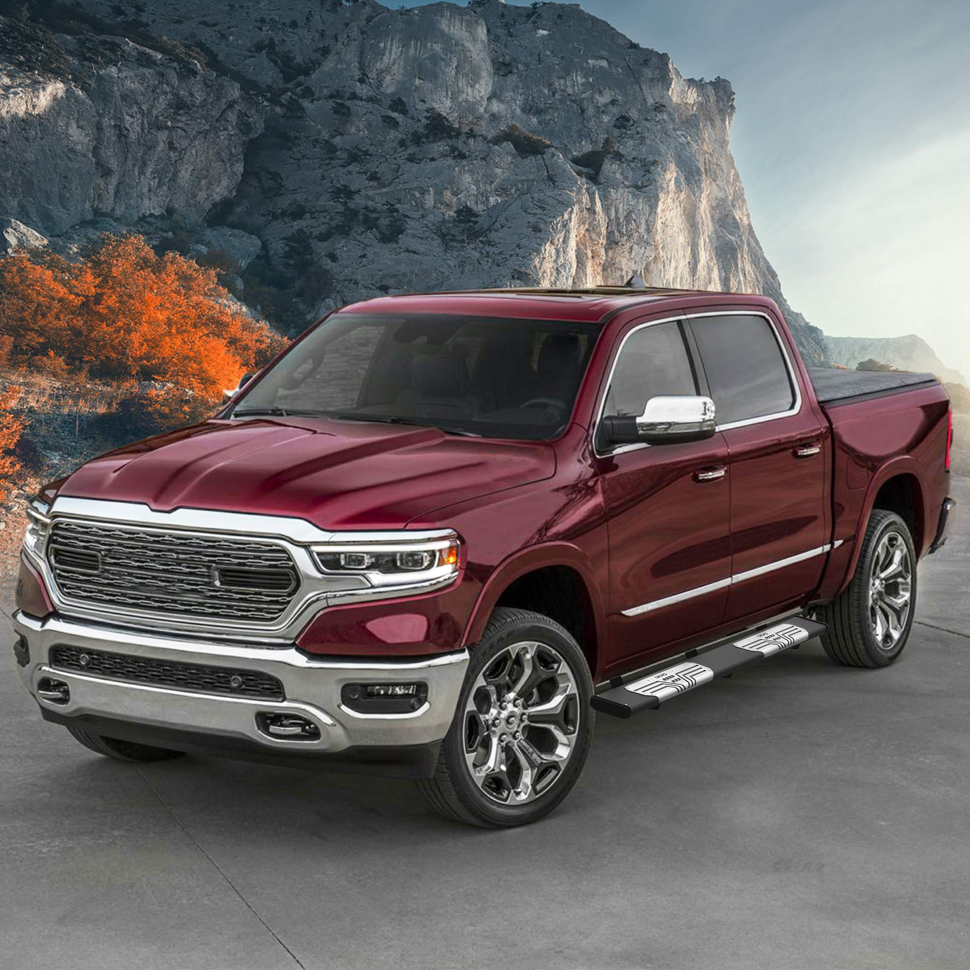 OEDRO 6.5" Running Boards Compatible with 2019-2022 Dodge Ram 1500 Crew Cab (Excl. 19-22 Classic), Silver Textured Aluminum Alloy Side Step Nerf Bars