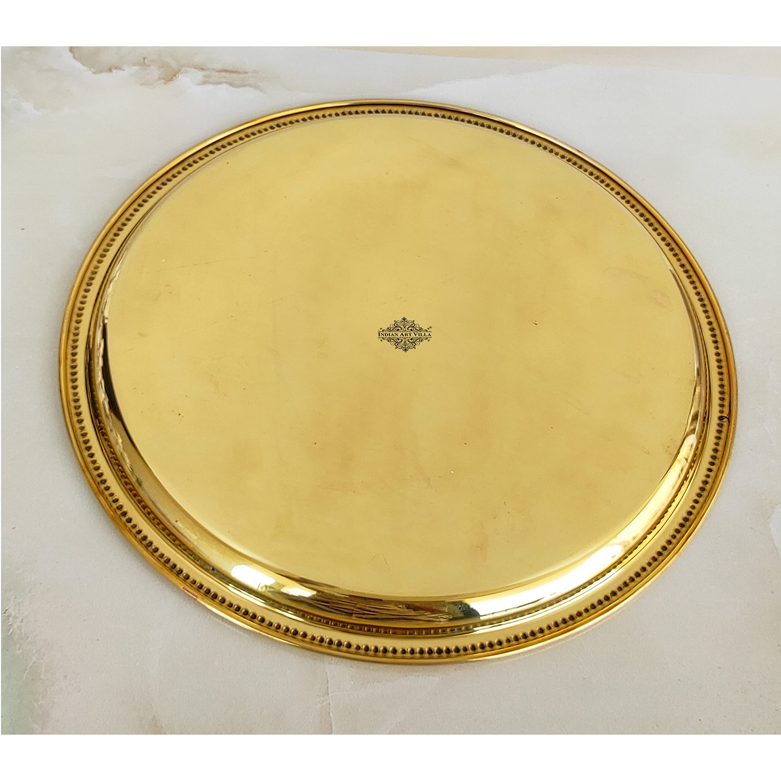 Brass Floral Thali Plate - Indian Art Villa -6