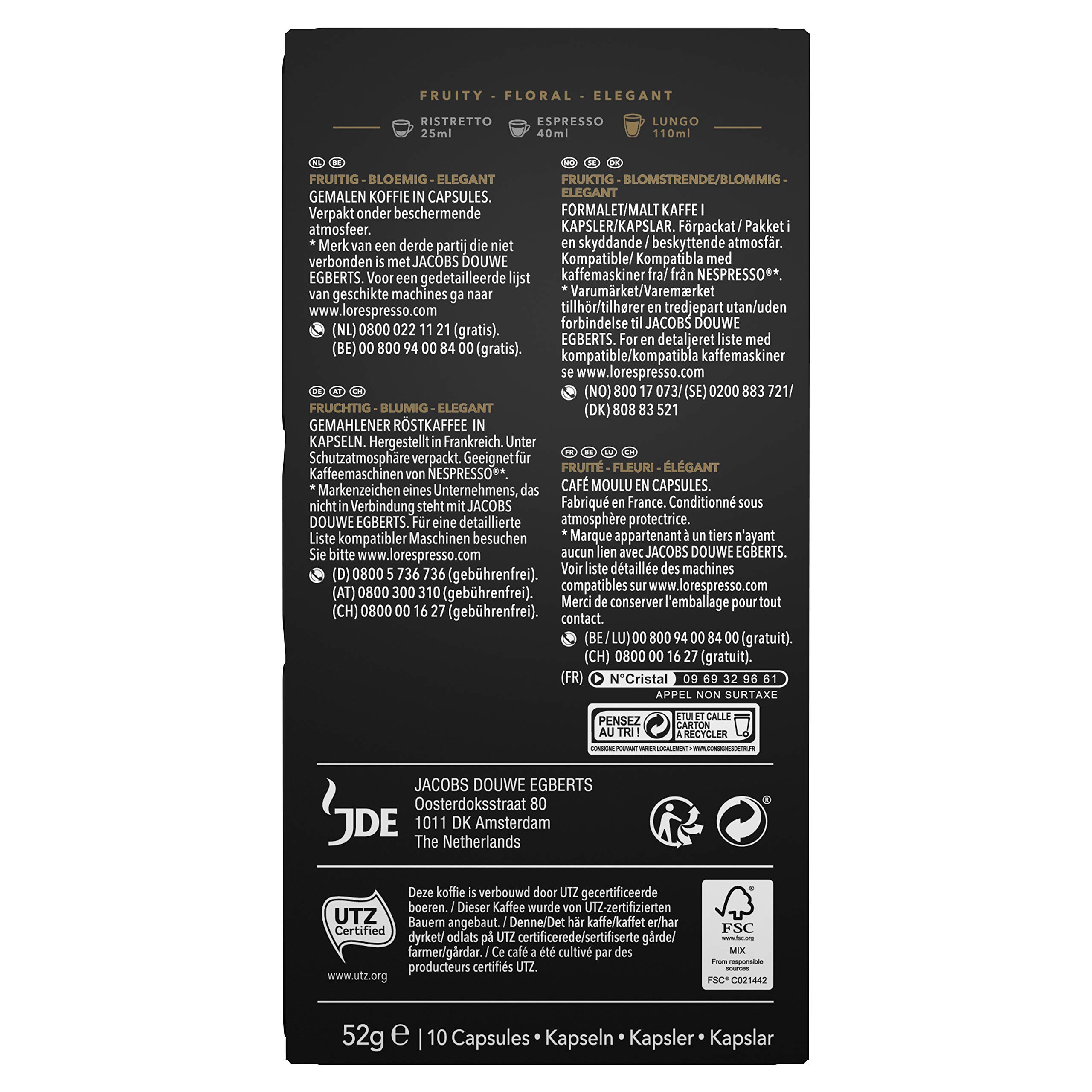 L'OR Espresso Café Lungo Eleganteintensité 650 Cápsulas De Aluminio, Compatible con Máquinas Nespresso * (Conjunto De 5X10 Cápsulas)