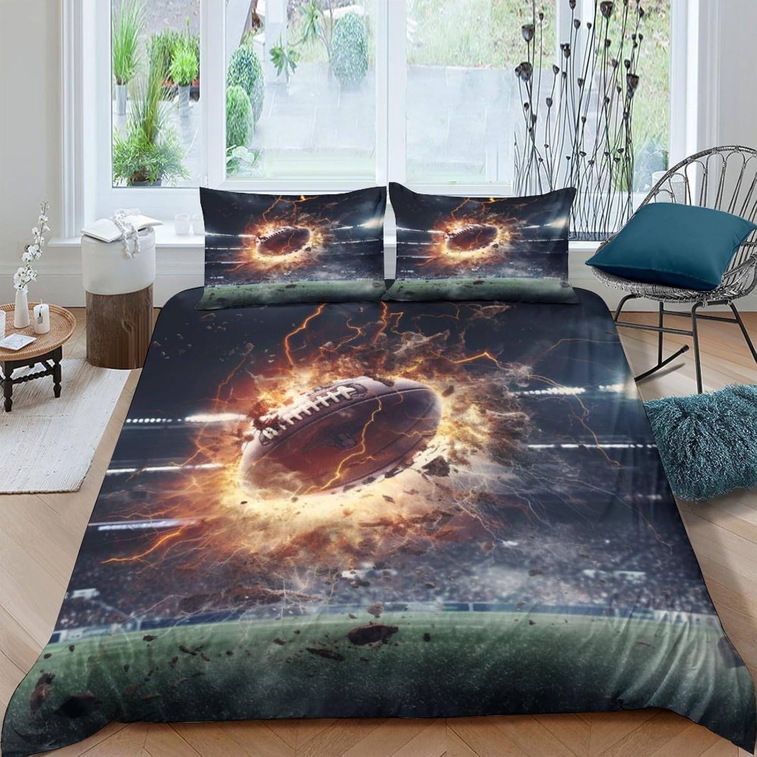 Housse de couette football 260x240 pour chambre d'enfant et ado passionné de ballon rond