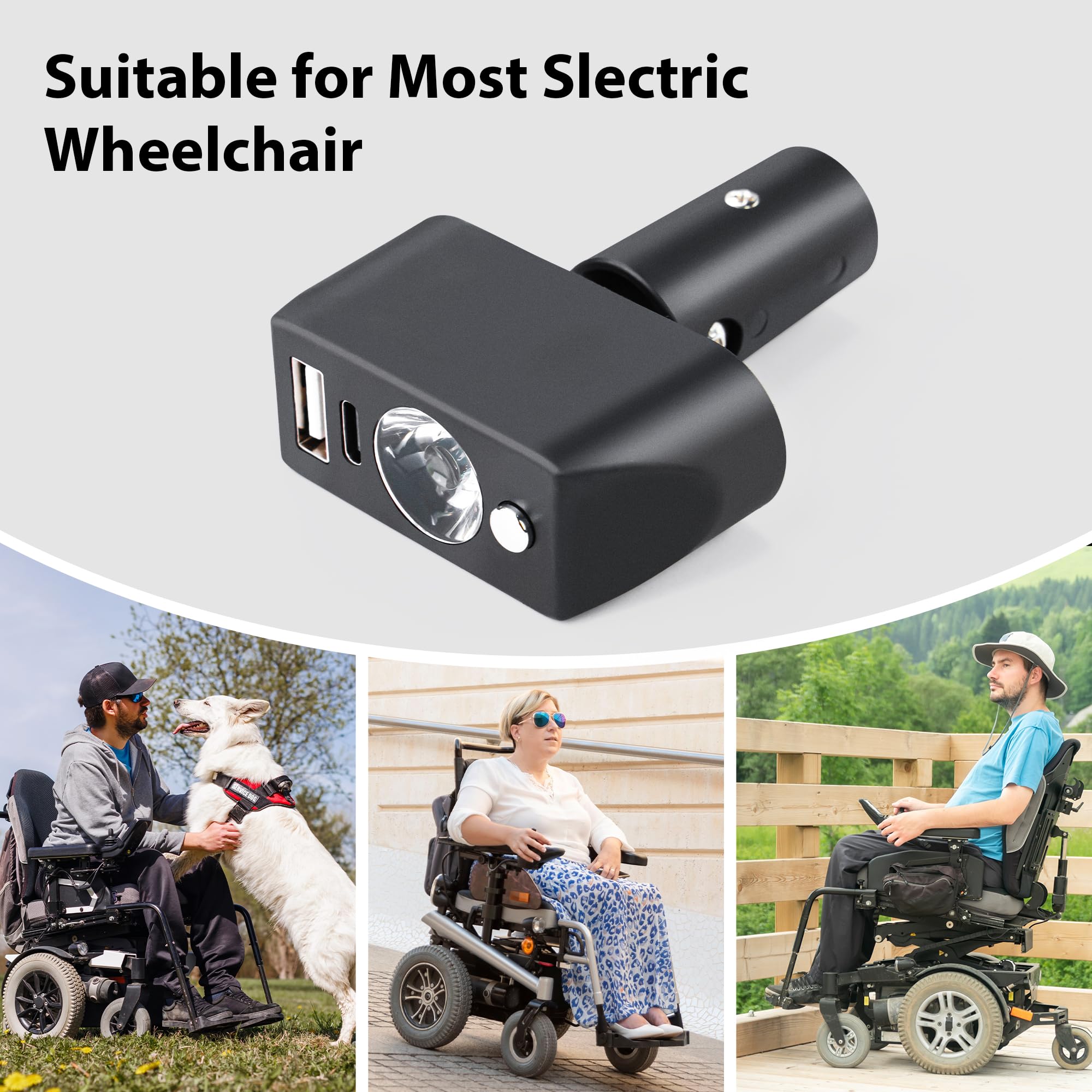 Accesorios para silla de ruedas eléctrica con luz LED, cabeza XLR de 3 pines, ángulo ajustable de alto brillo, driver de iluminación nocturna para la mayoría de modelos de silla de ruedas motorizada