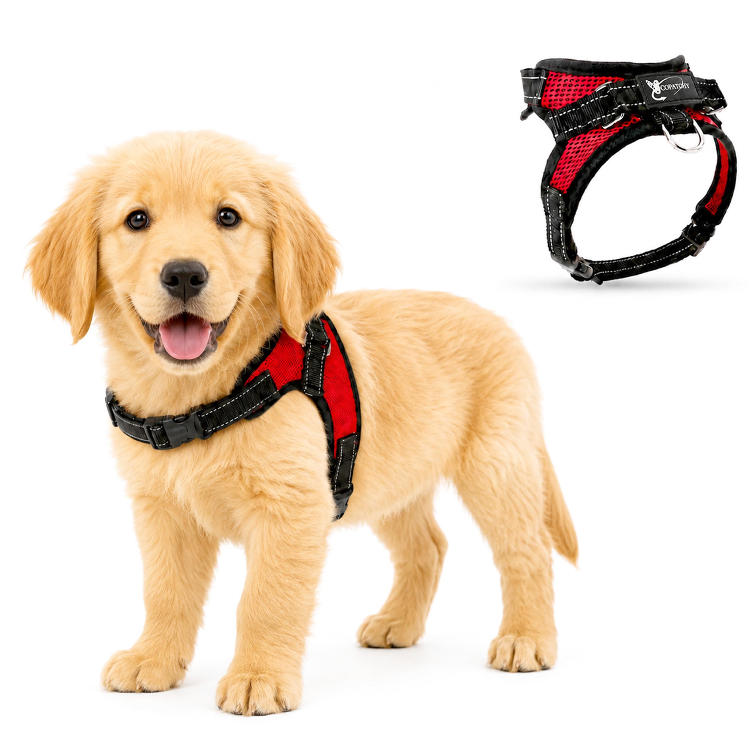 No Pull Reflective Adjustable Dog Harness with Handle- Comfortable Soft All Weather Mesh,…