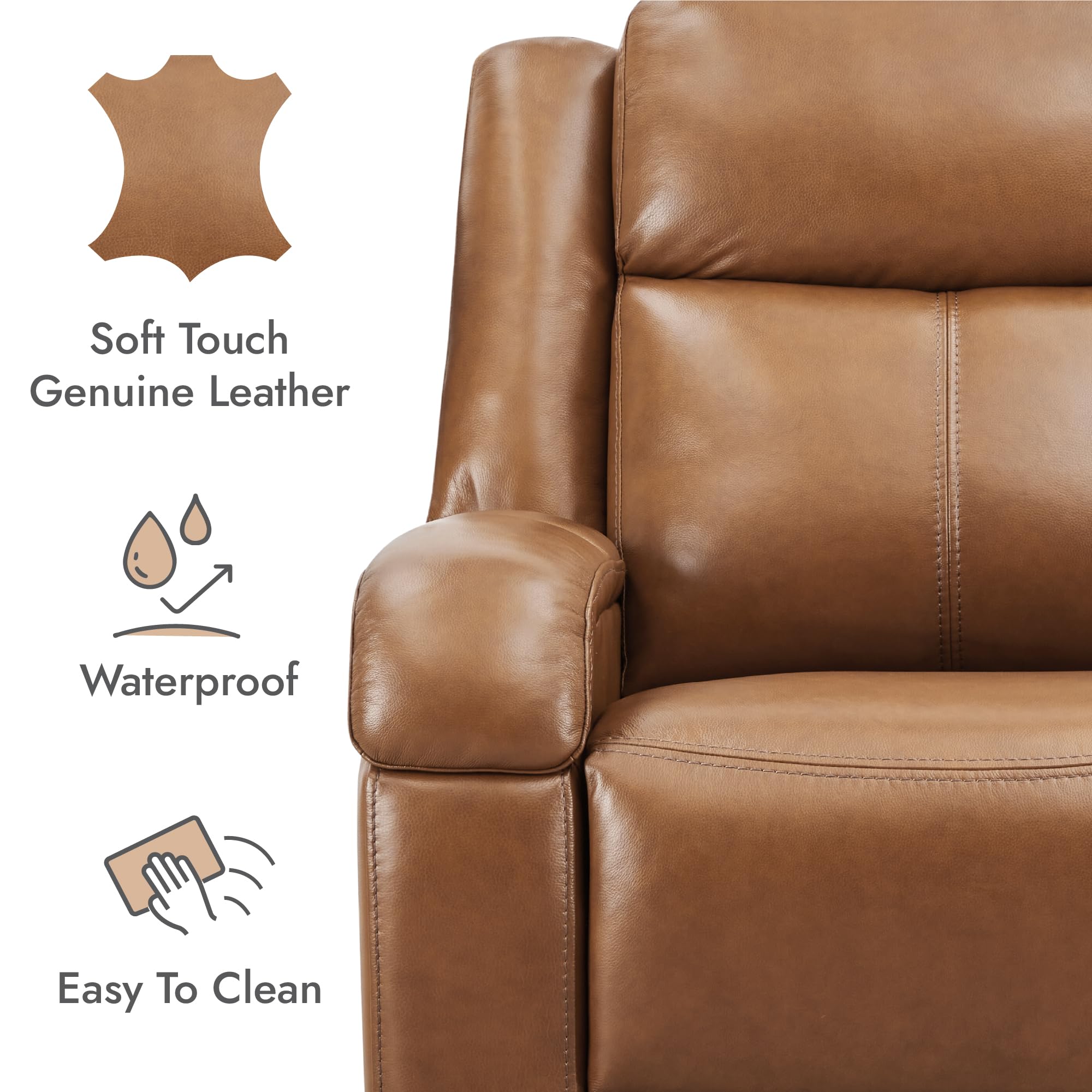 Watson & Whitely Sillas reclinables eléctricas de piel auténtica para adultos, reclinables de pared con reposacabezas eléctrico y puertos de carga, sofá reclinable eléctrico para sala de estar, sillín