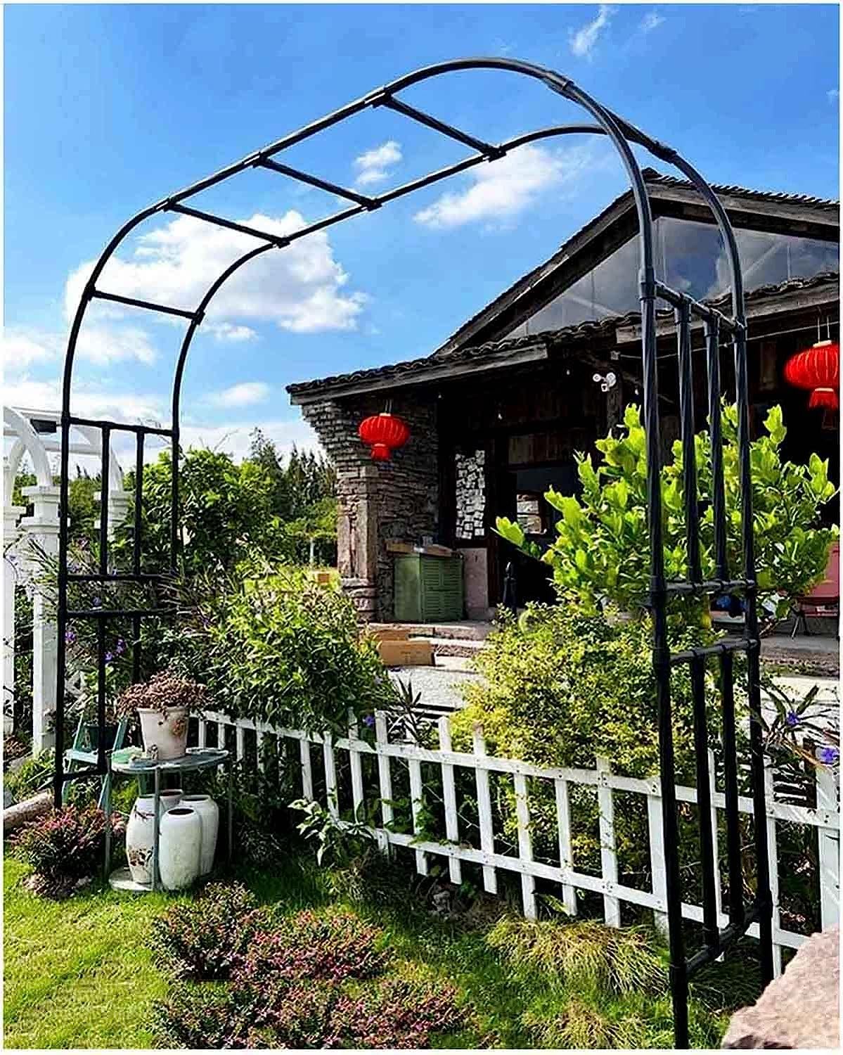 Arche de jardin en métal noir W79xH94.5in pour rosiers grimpants