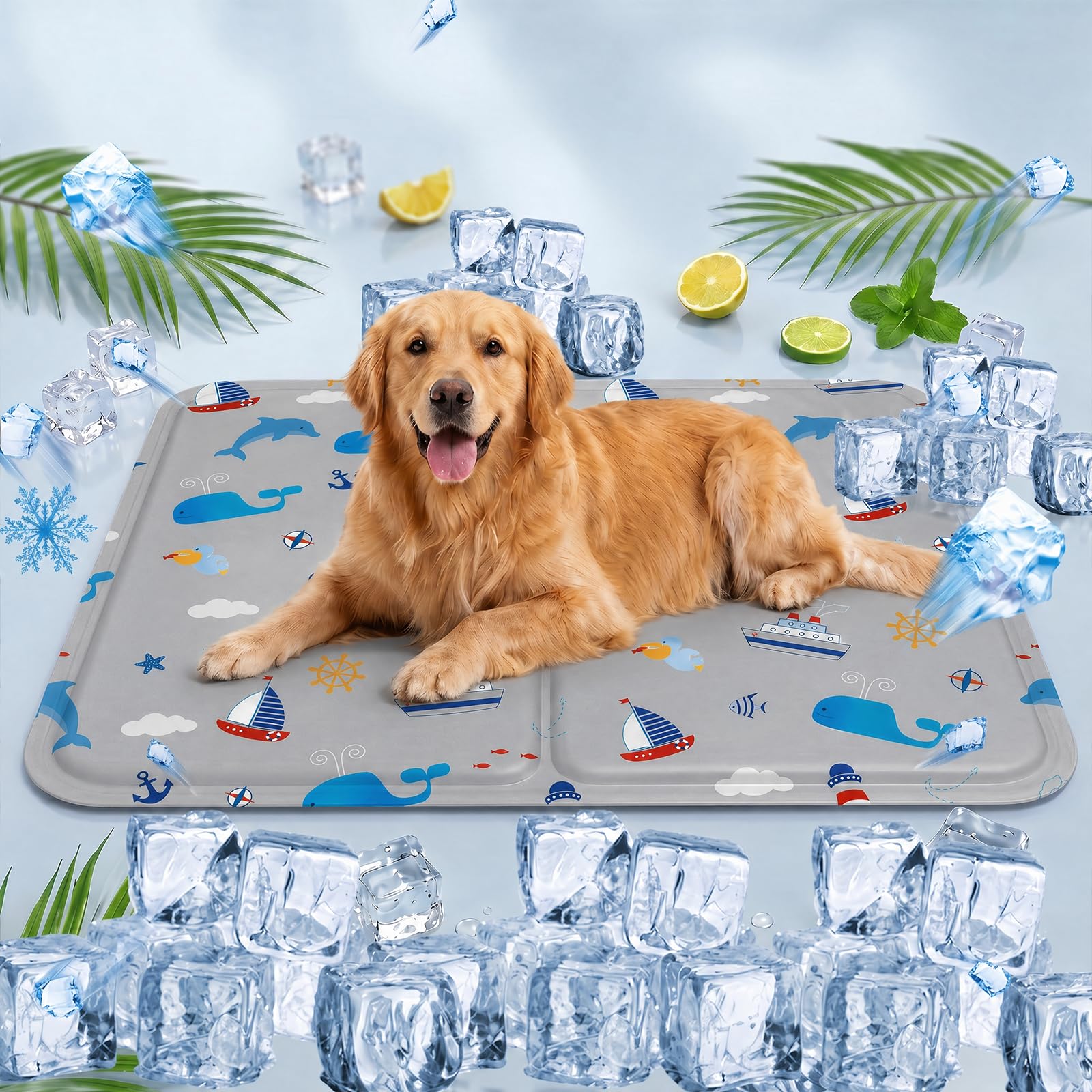 Alfombra Refrescante para Perro Gato,Mascotas Alfombrilla Autoenfriante,Camas refrescante para Mascotas,Prueba de Arañazos/Impermeable/Antideslizante,para en Verano,50x60cm, L, Gris