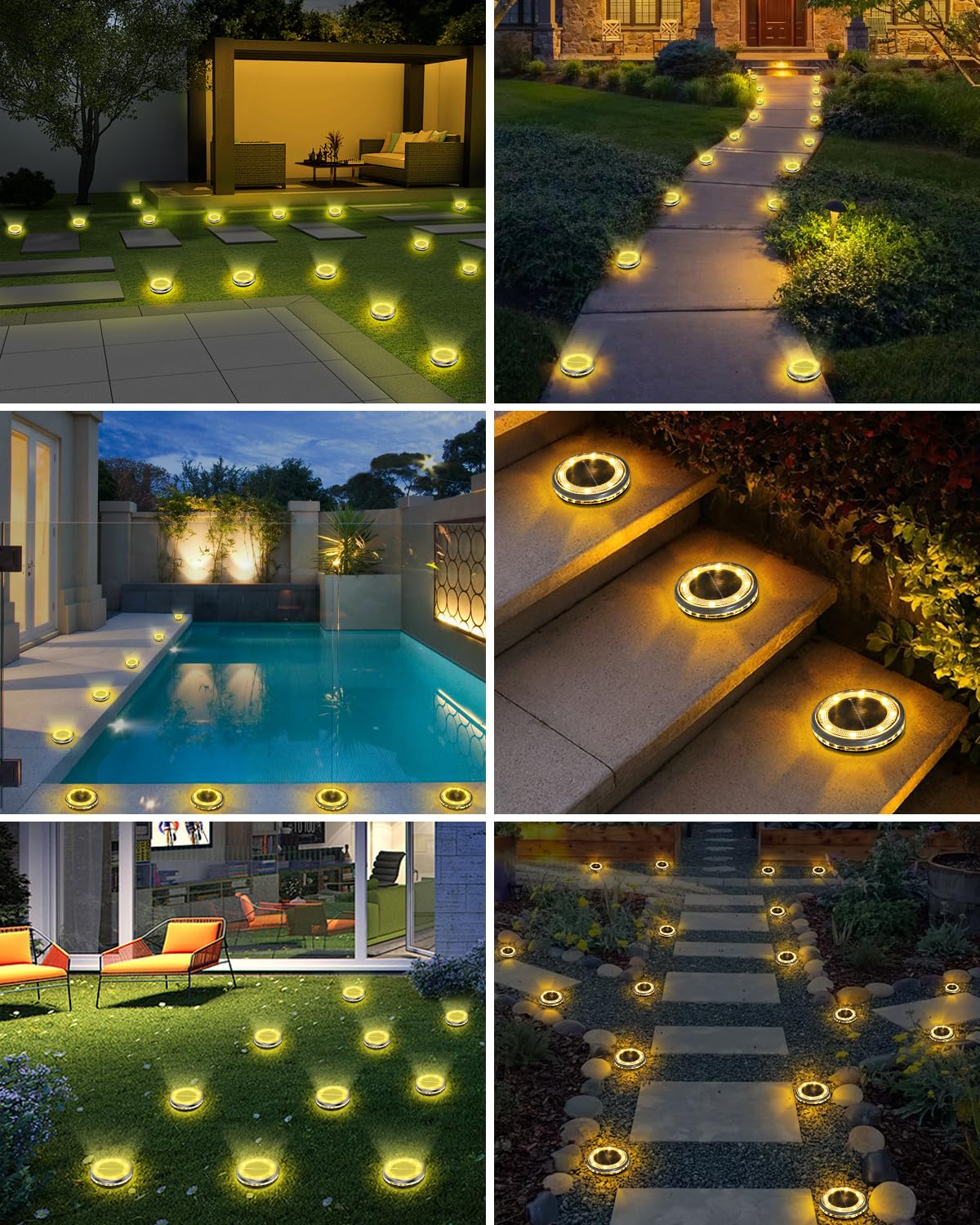 Bowfar 18 Stück Solar Bodenleuchten Aussen, IP65 Wasserdicht Solarlampen 12 LEDs Gartenbeleuchtung Solar Mit Upgrade Solarpanel, Warmweiß Solarleuchten für Garten, Rasen, Gehweg, Patio, Auffahrt