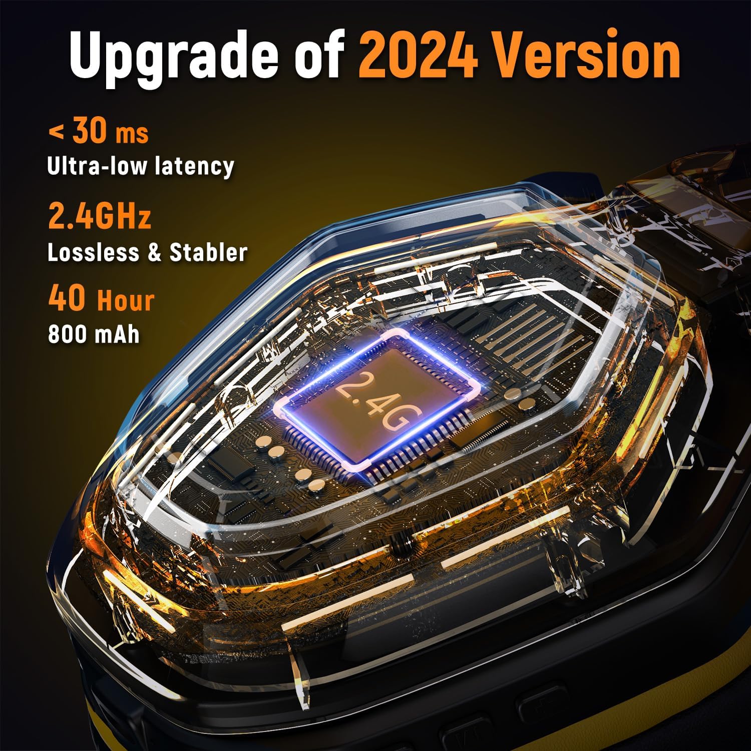 Ozeino Cuffie Gaming Wireless per PC, PS5, PS4, Cuffie con USB-A e USB-C audio lossless con microfono flip, Cuffie Bluetooth con batteria da 30 ore