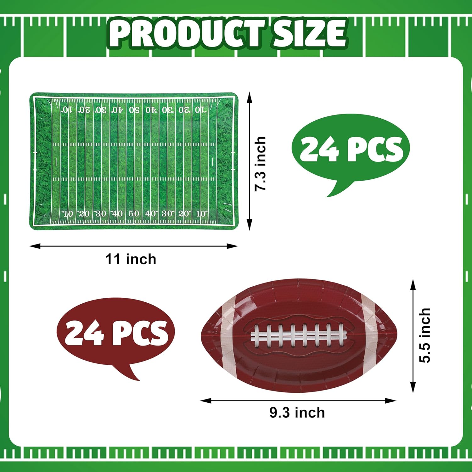 Augisteen 48 PCS Football Party Plates Football Paper Plates Disposable Sports Theme Dinner Plate Serve 48 Guests for Sports Game Day Birthday Party Decor - Image 2