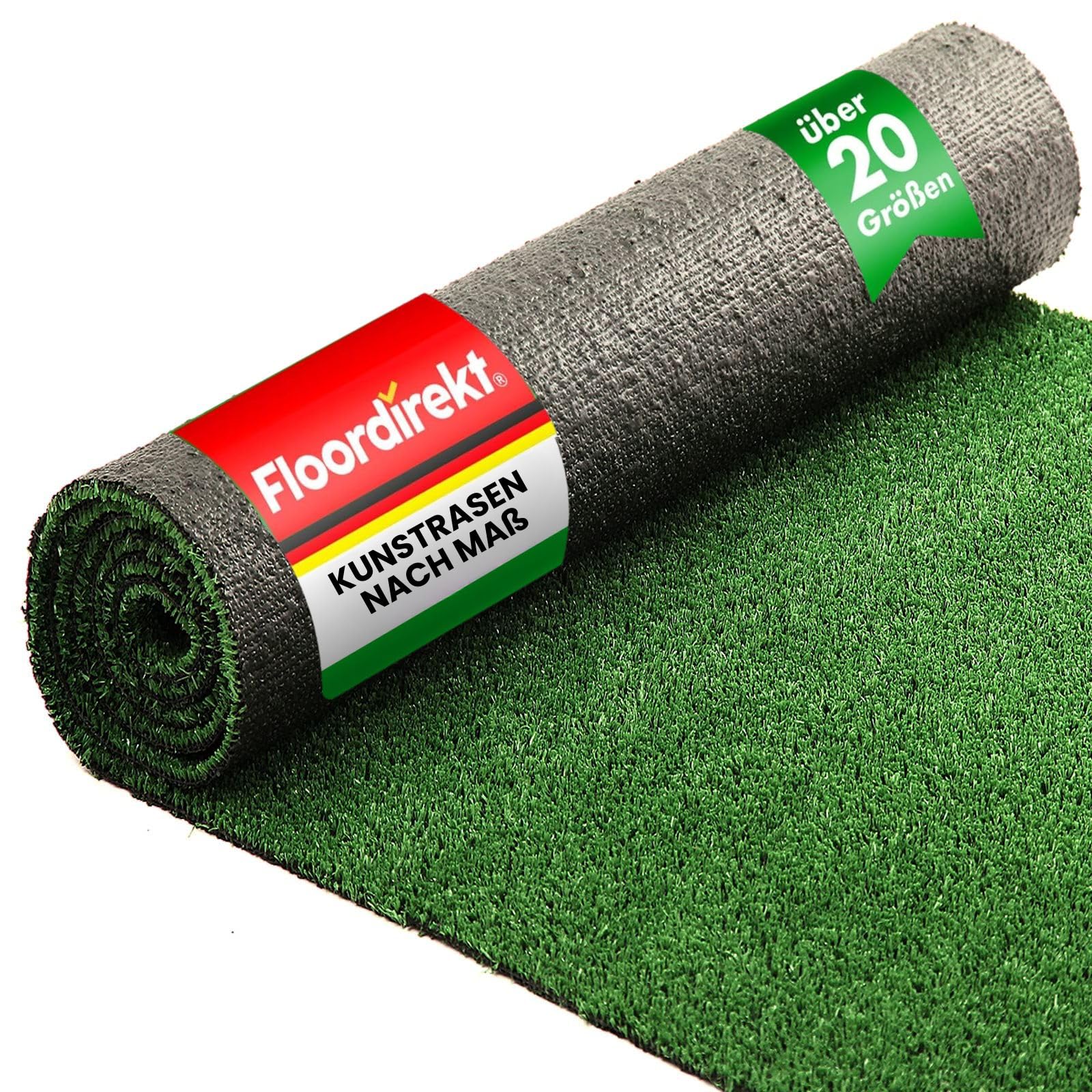 Floordirekt Kunstrasen 2 x 8 m = 16 m² Kunstrasen Balkon wetterfest - Grün 10mm Spring