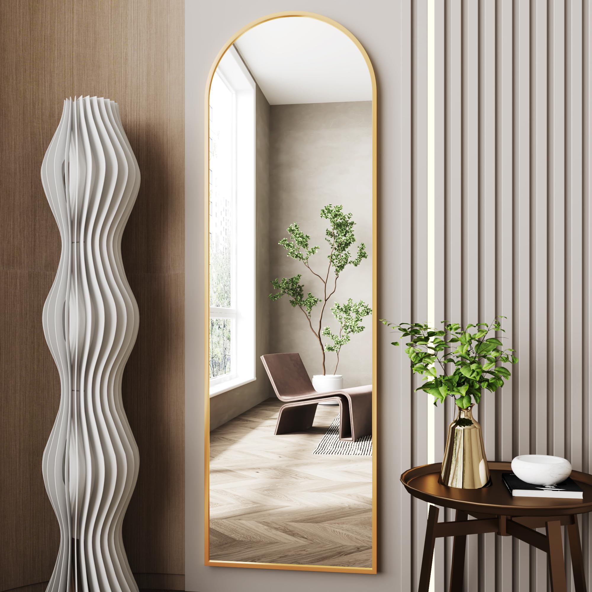 18"x58" Full Length Mirror Wall Mounted,Full Length Wall Mirrors,Arched Wall Mirror,Long Wall Mirrors,Gold Floor Mirror Full Body