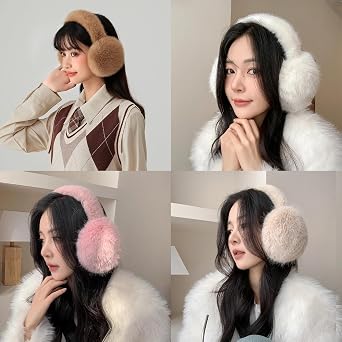 PESAAT Warm Ear muffs for Women Winter Unisex Fluffy Earmuffs Lady Ear Warmer Faux Fur Ear Covers