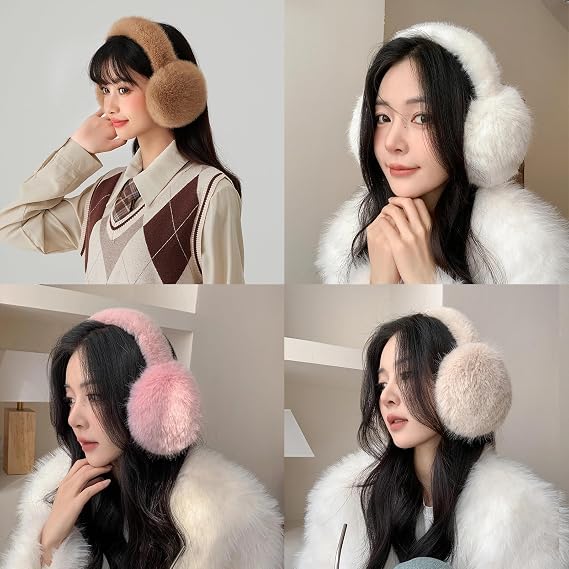 PESAAT Warm Ear muffs for Women Winter Unisex Fluffy Earmuffs Lady Ear Warmer Faux Fur Ear Covers