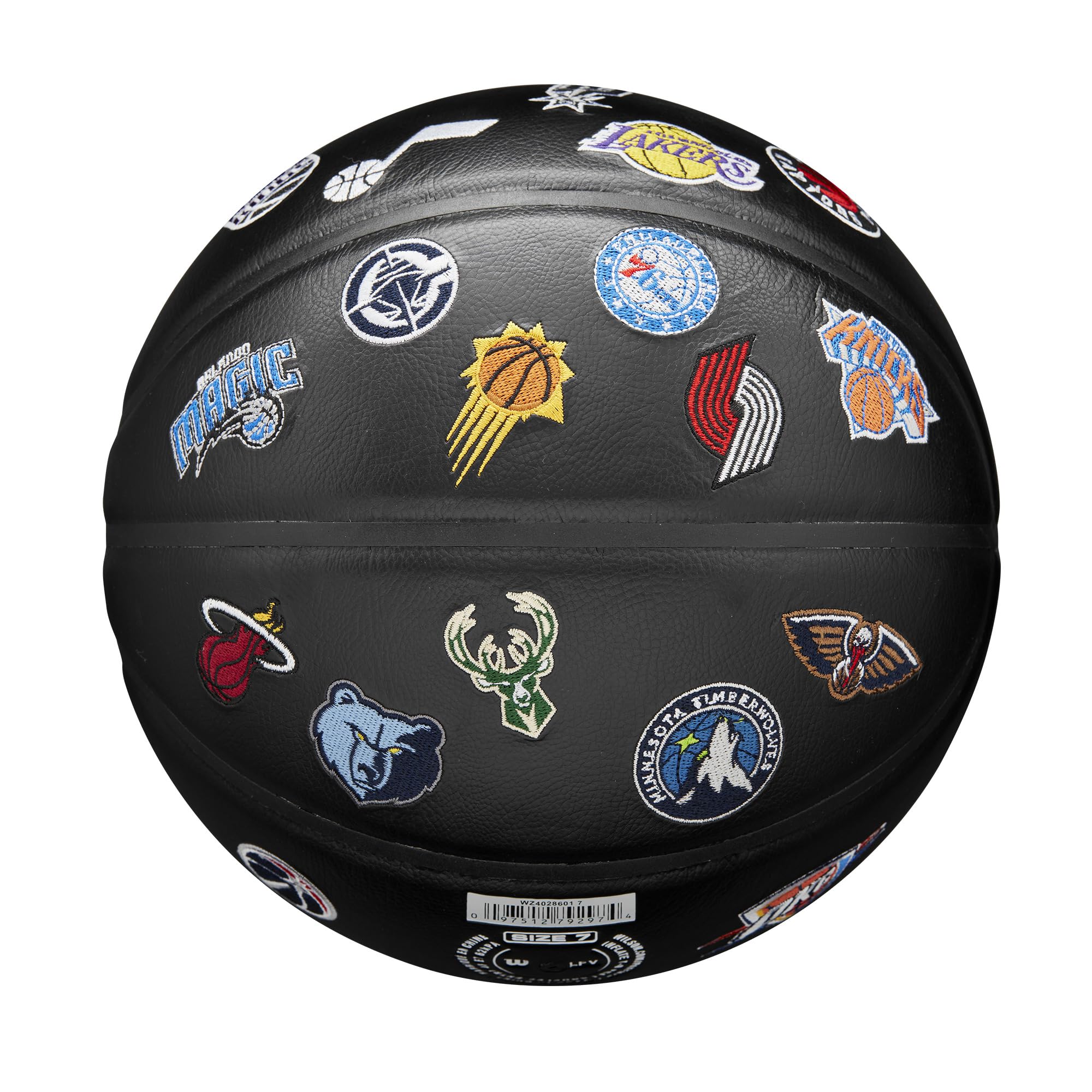 Wilson NBA All Team Premiere Basketball, Mit einem Dual-Depth-Design und Einer schlangenhauttexturierten Oberfläche, Verbesserte Luftstabilität, Team-Logo-Stickerei, Größe: 7