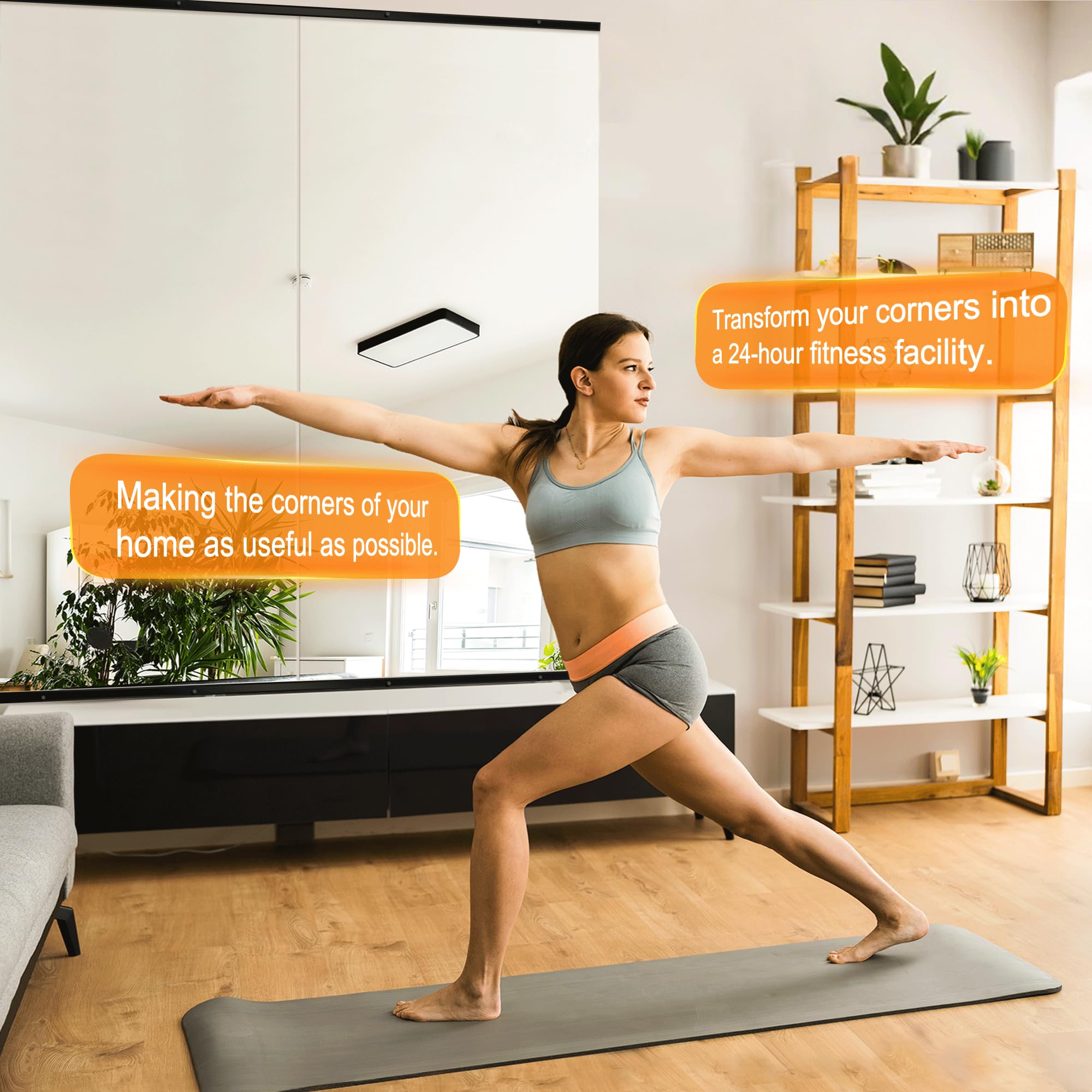 Delma Espejo grande de cuerpo completo para yoga, panel de vidrio montado en la pared sin marco (60 x 25 pulgadas, negro) 2 piezas para el hogar, garaje, dormitorio y baño