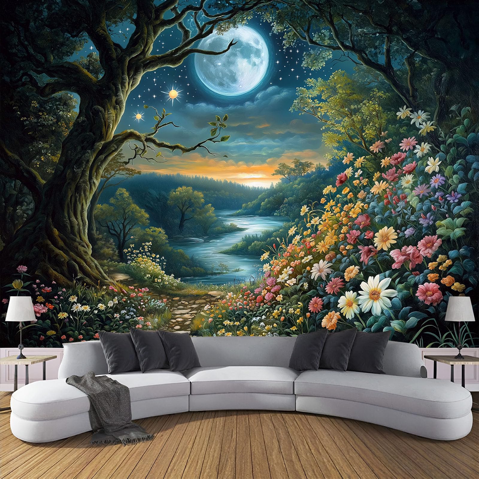 Papier peint 3D forêt fleurs sauvages pour chambre adulte et peinture décorative de salon