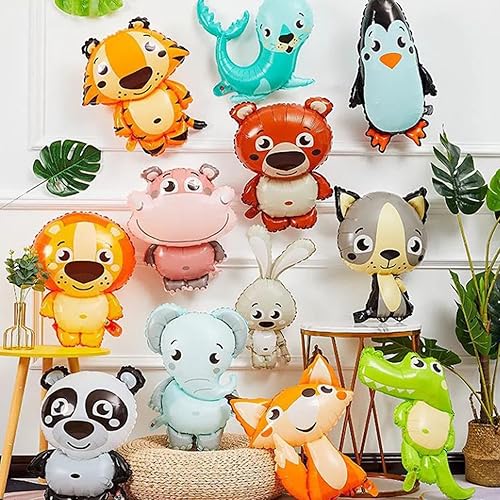 Miniatura 4 de 11 globos de animales, globo grande en forma de animal de safari de la selva, globos de aluminio de animales del zoológico, globos de helio de Mylar
