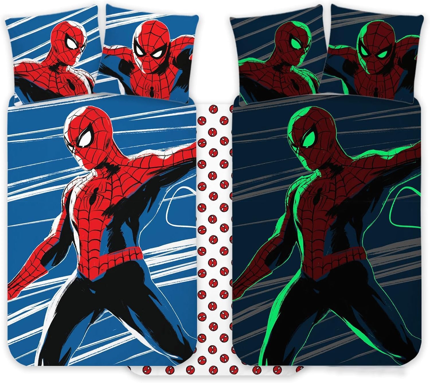 Spiderman Cot Bedlinen Set 100X135 Cm + Pillowcase 40X60 Cm, 100% Cotton | Glow-In-The- Style Baby Bedding Set Perfect For Kids | Spiderman Soft Dark Brandmac