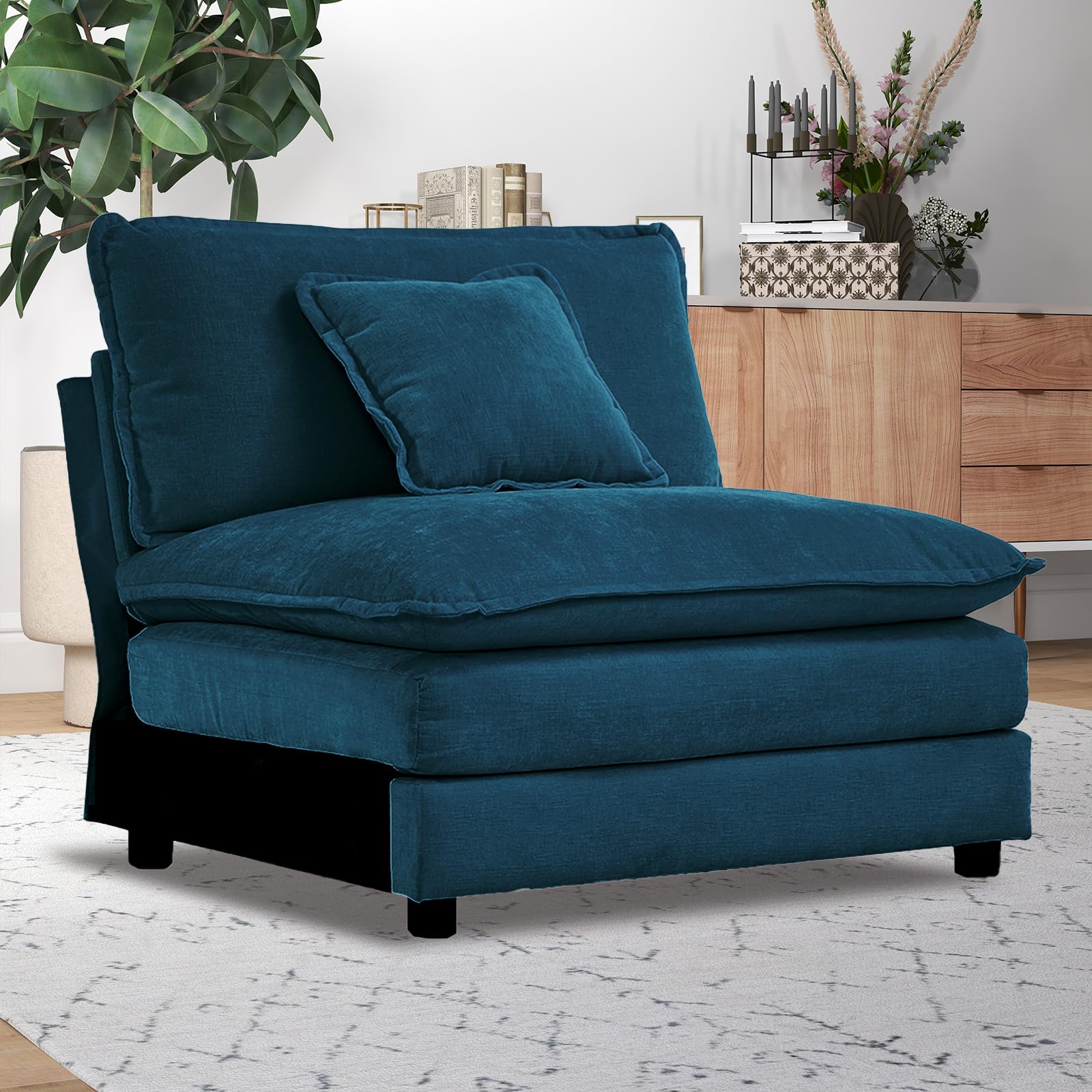 Sofa Middle Position Splicing Combination Chenille Couch for Living Room Apartment Accessories for Modern Home Decor Blue