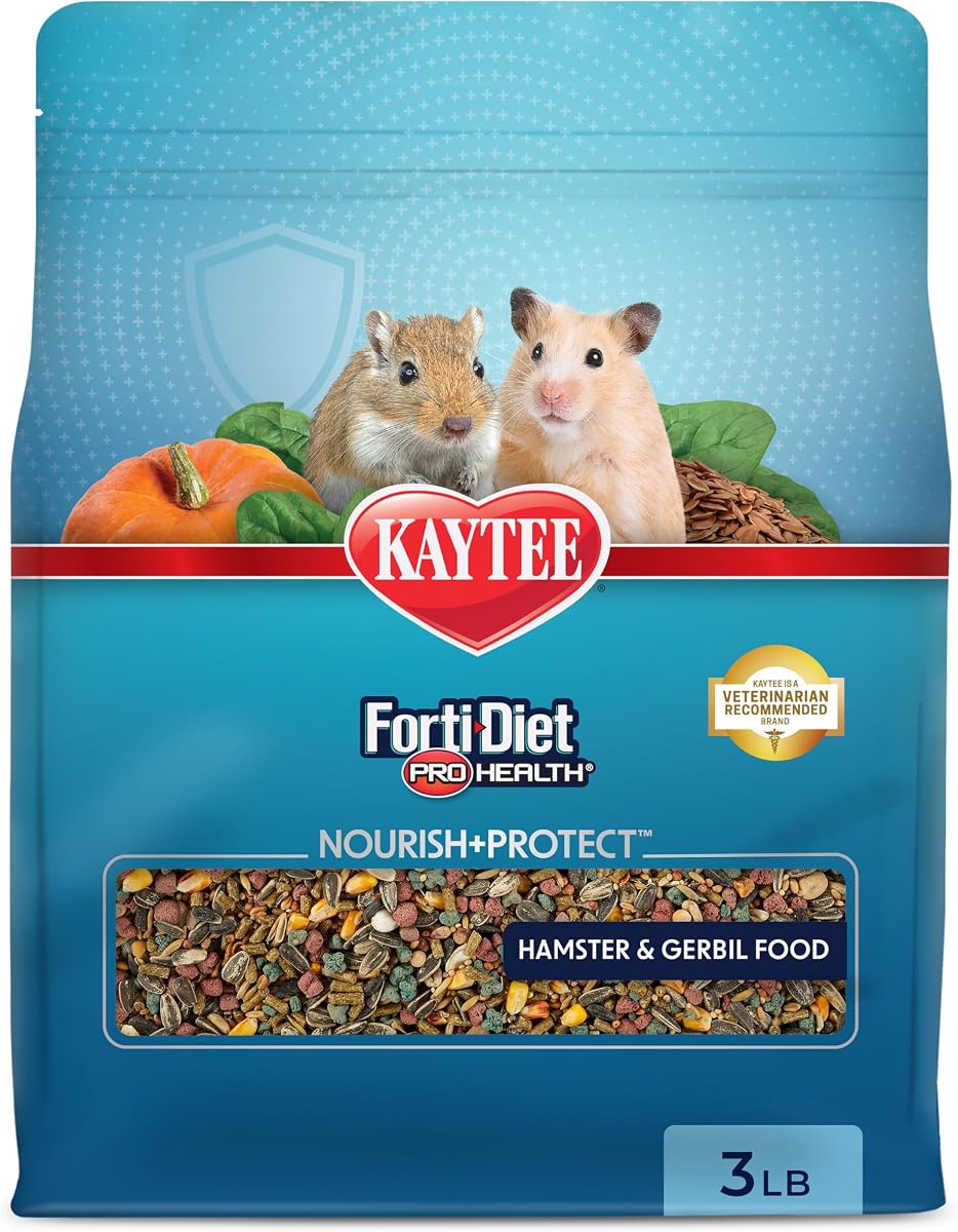 Kaytee Forti-Diet Pro Health Nourish+Protect Comida para hámster y comida para jerbos | Apoyo digestivo para hámsters. Un alimento para animales pequeños con superalimentos. Prebióticos, probióticos, mezcla de alimentos para hámster.