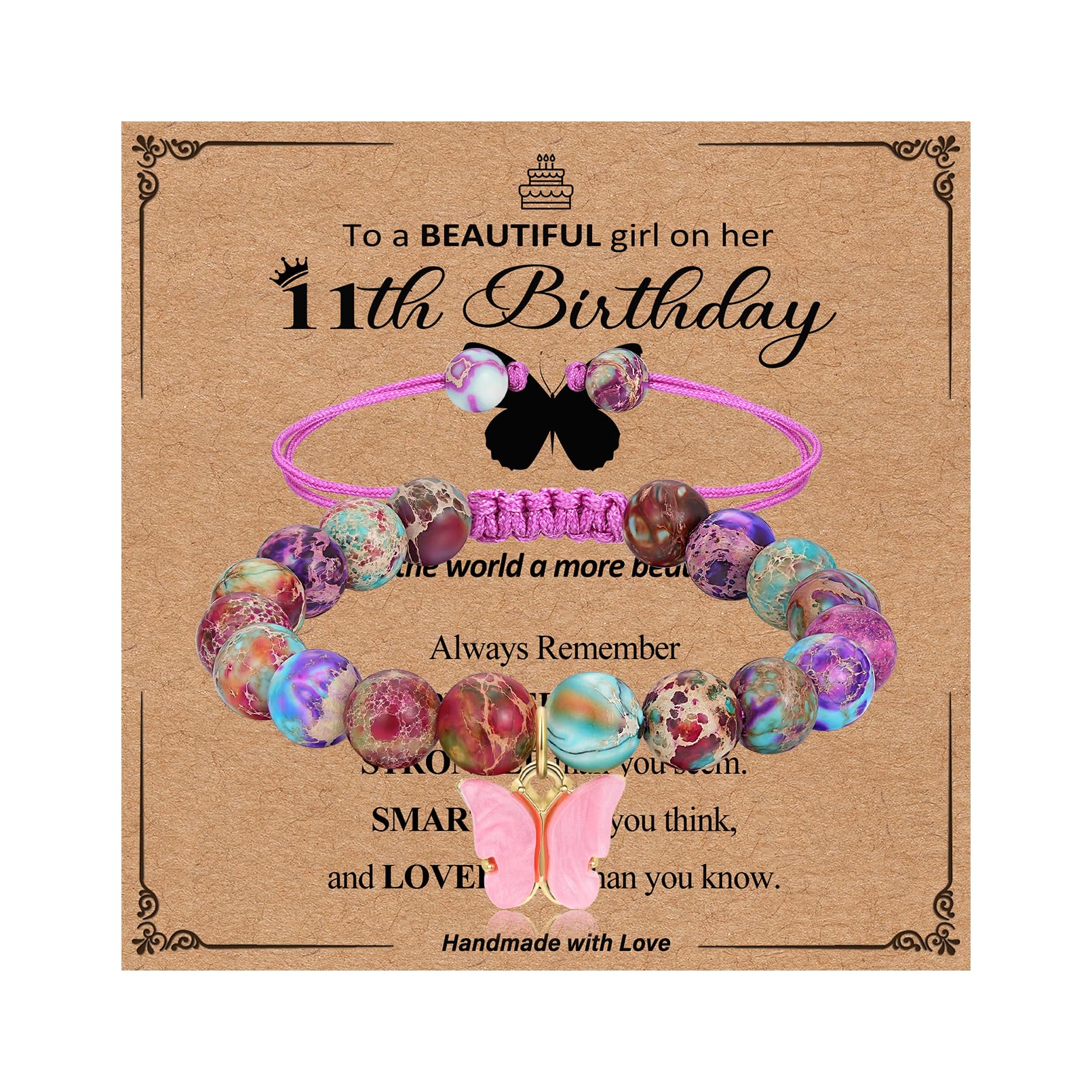 4-12 Year Old Girl Birthday Gifts, Adjustable Pink White Pearl Beaded Bracelet for Teen Girls, 4-12th Happy Birthday Christmas Graduation Gifts for Daughter Granddaughter Niece