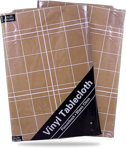 Mantel de vinilo con franela en la parte posterior, diseño de líneas blancas