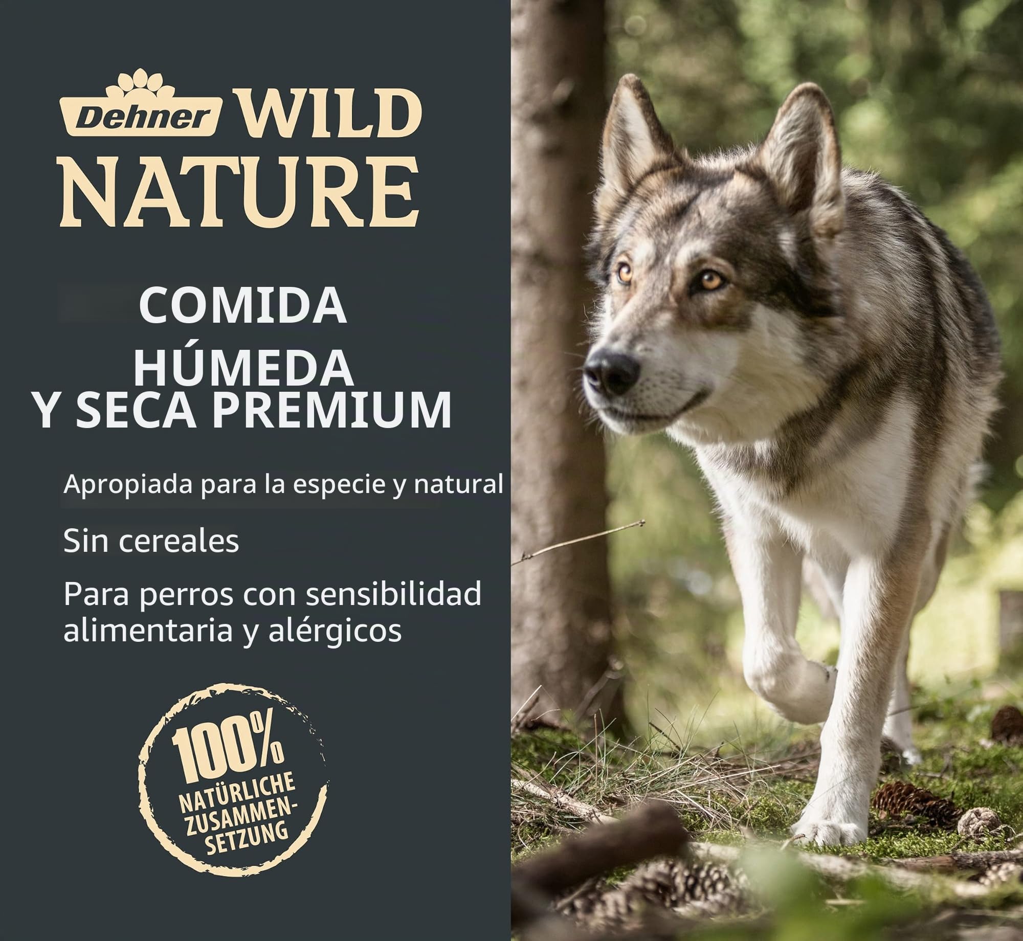 Dehner Wild Nature - Alimento seco para Perros Auwald, sin Cereales ni azúcar, para Perros Adultos, Aves de Corral y Caza (12 kg)
