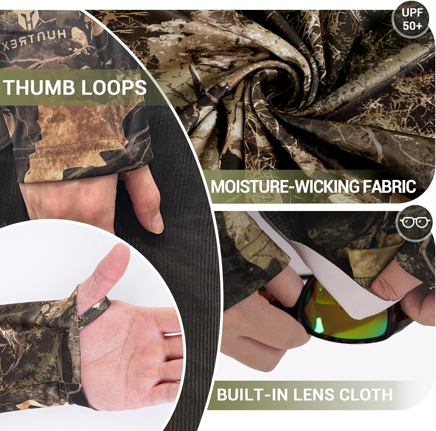 Men’s Lightweight Camo Hunting Hoodie Shirt – UPF 50+ Sun Protection, Quick-Dry, Breathable