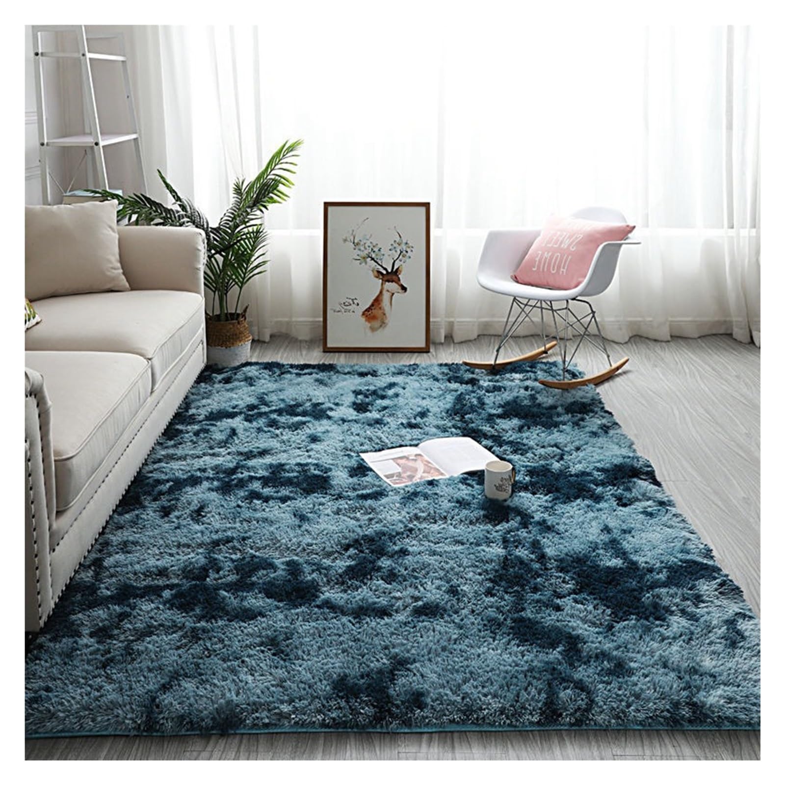 GOUSANG Alfombras Salon Grandes 240 x 300 cm Alfombra Personalizada Alfombra Resistente Desgaste Dormitorio Cabecera Alfombras para Salón Dormitorio Baño Sofá Silla Cojín, Azul Oscuro