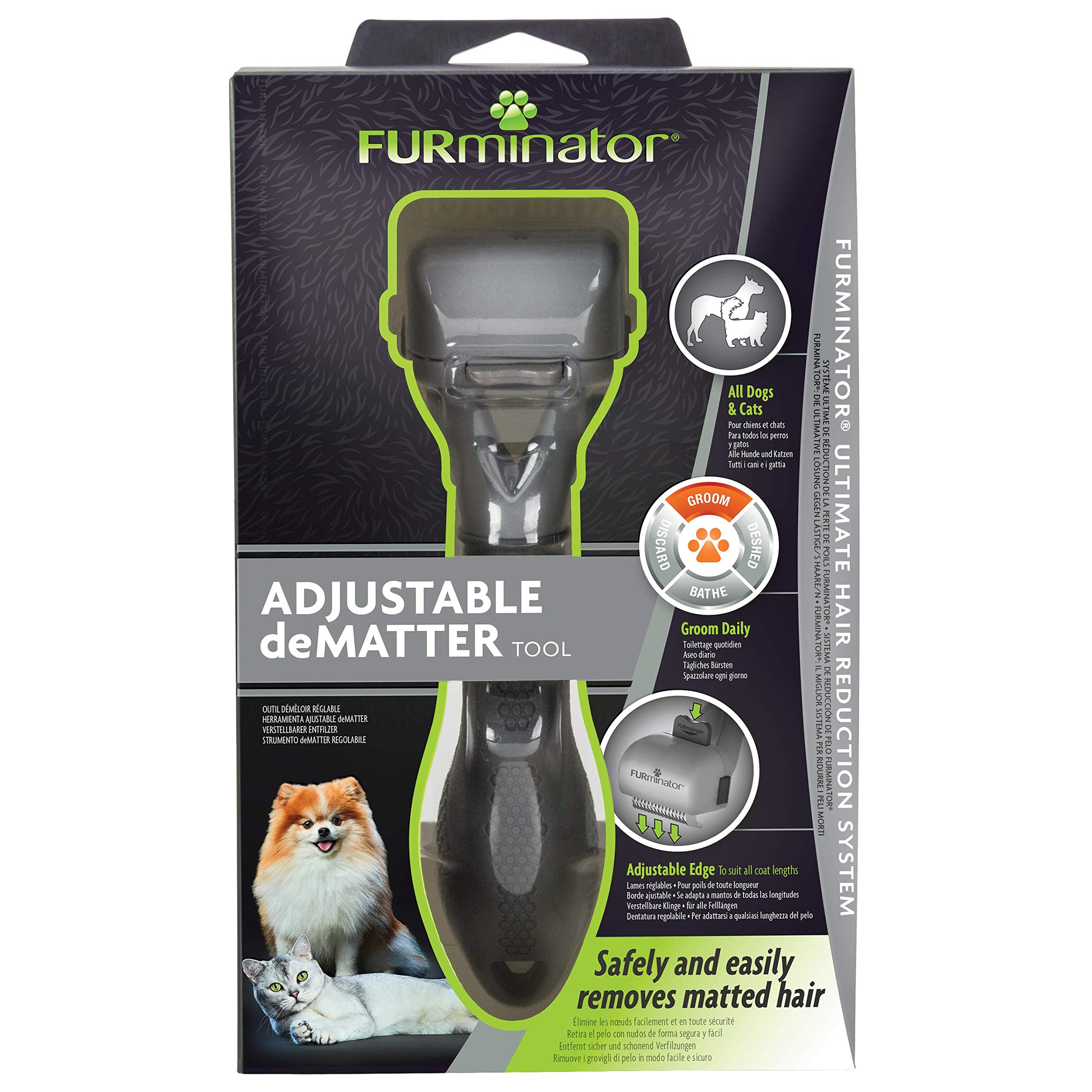 FURminator Dematter para perros y gatos elimina el pelo apelmazado con seguridad y facilidad, transparente