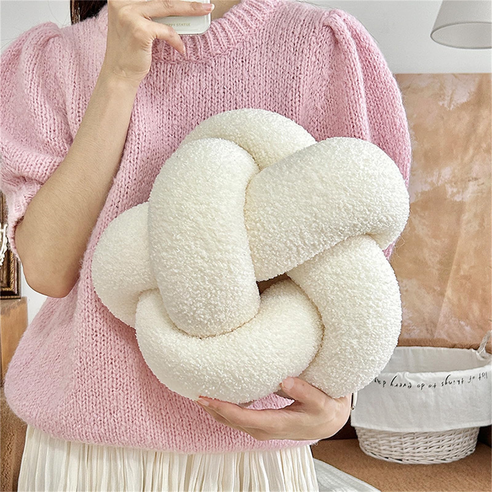 Coussin nœud Herfair blanc 30 cm une idée cadeau douceur idéale