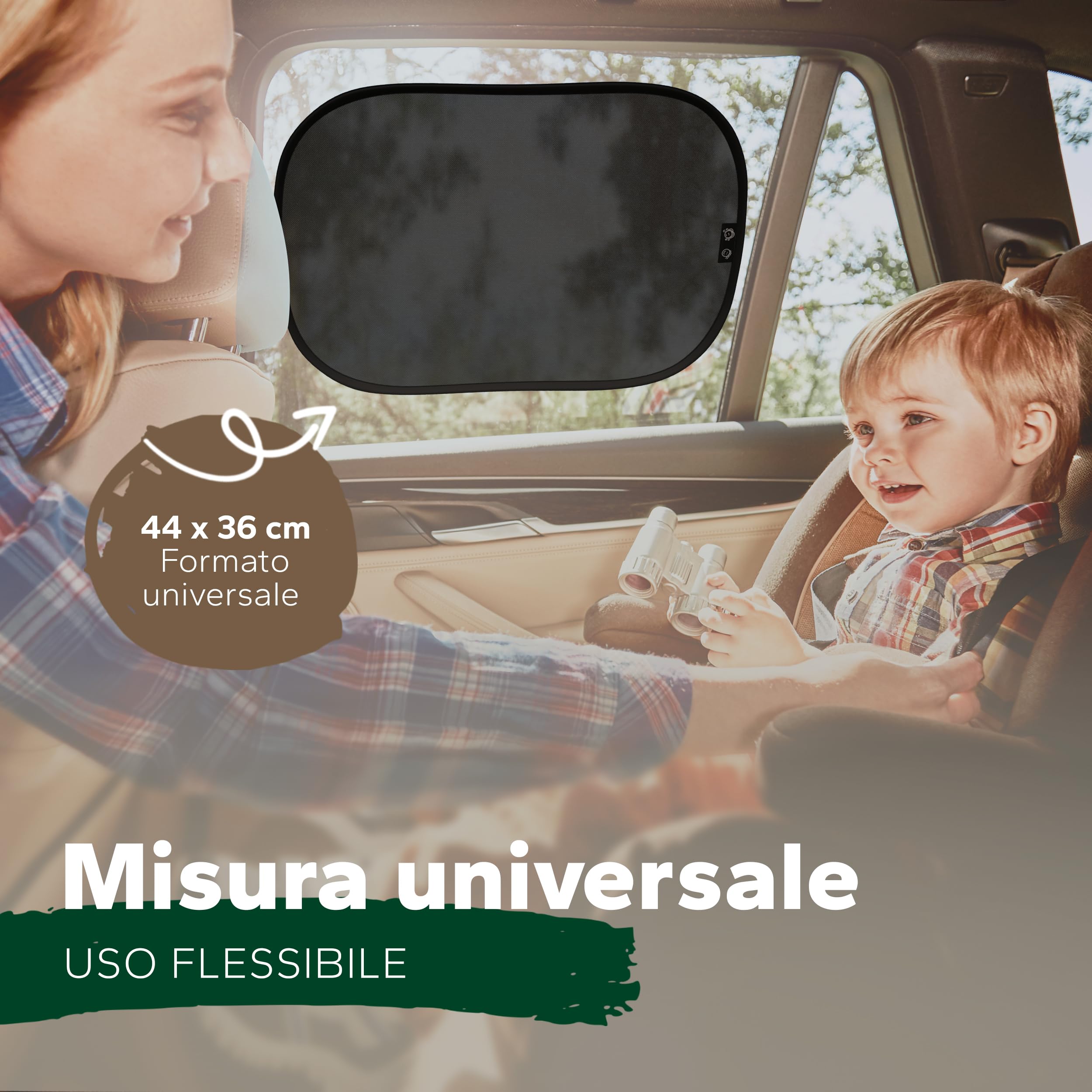 Parasole per Bambini Con Protezione UV Certificata UPF50+ - Autoadesivo - Certificato DEKRA - Materiale Pregiato GSM 105 - Accessori per Parasole