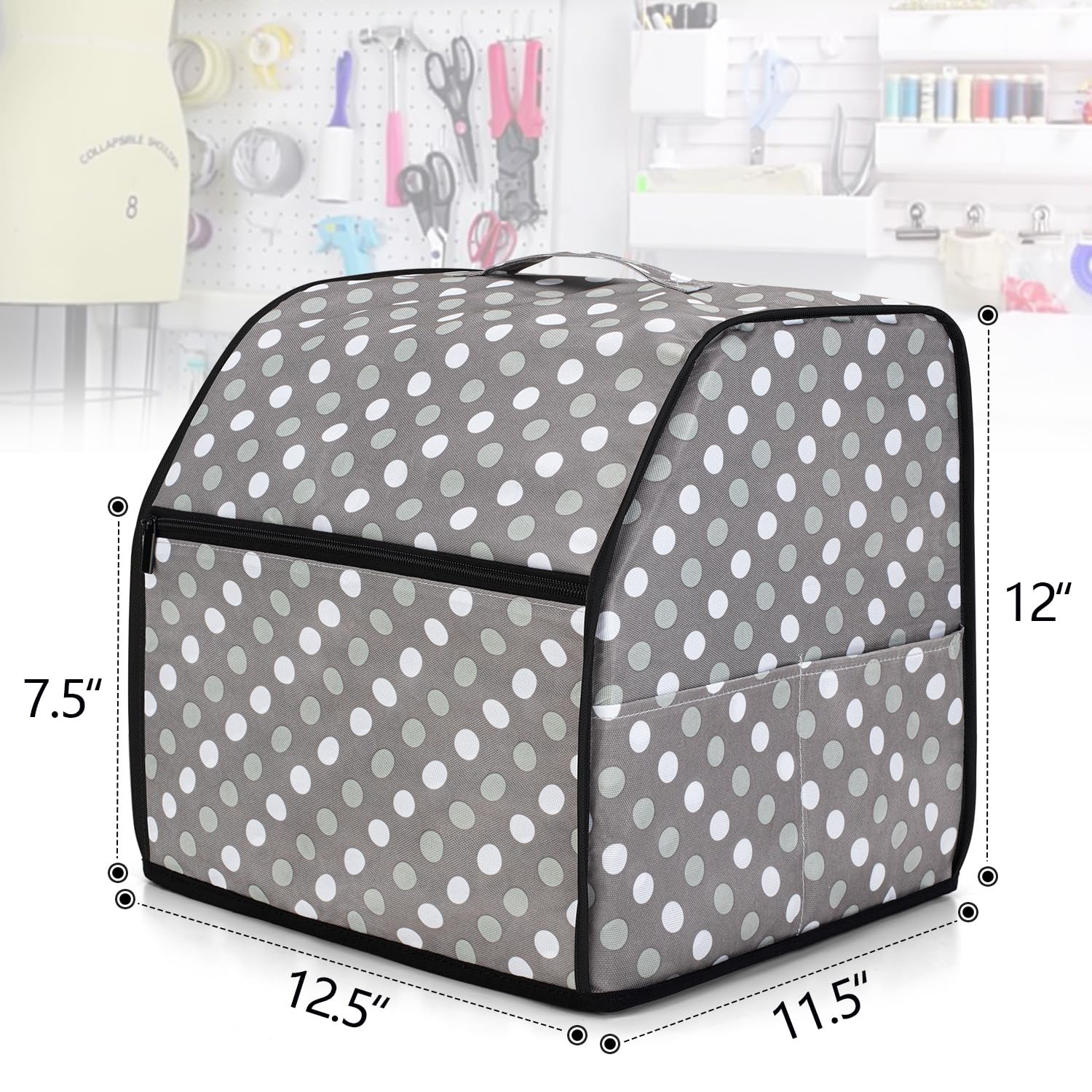 Asyduey Housse De Machine à Surjeter Avec Poches Pour Le Rangement, Housse Anti-Poussière Pour Machine à Coudre Pour La Plupart Des Surjeteuses Standard, Housse De Machine à Surjeter