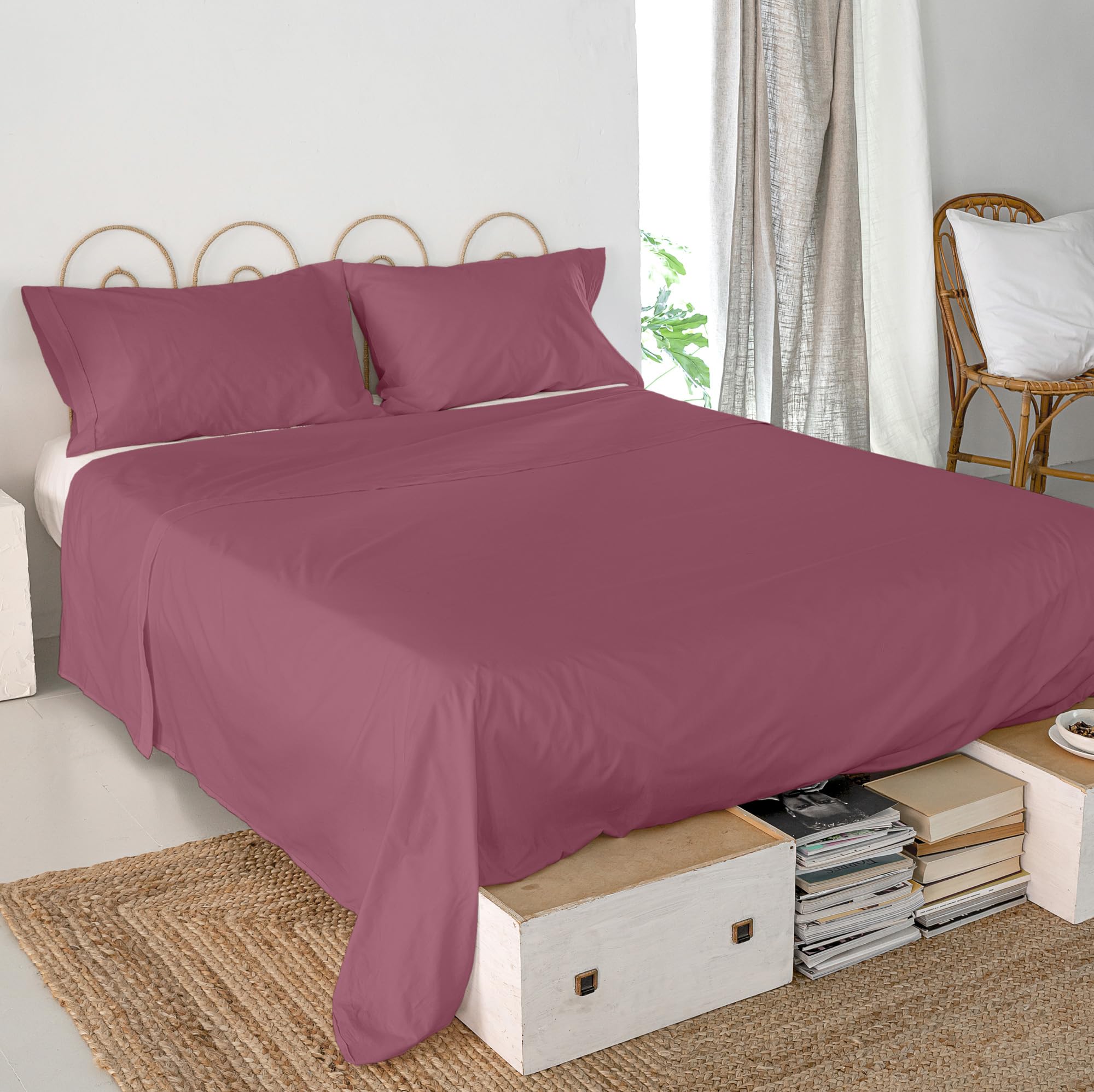 Drap plat magenta AlexandreHouse Sabana 240x270 cm pour lit en 150 ou 160