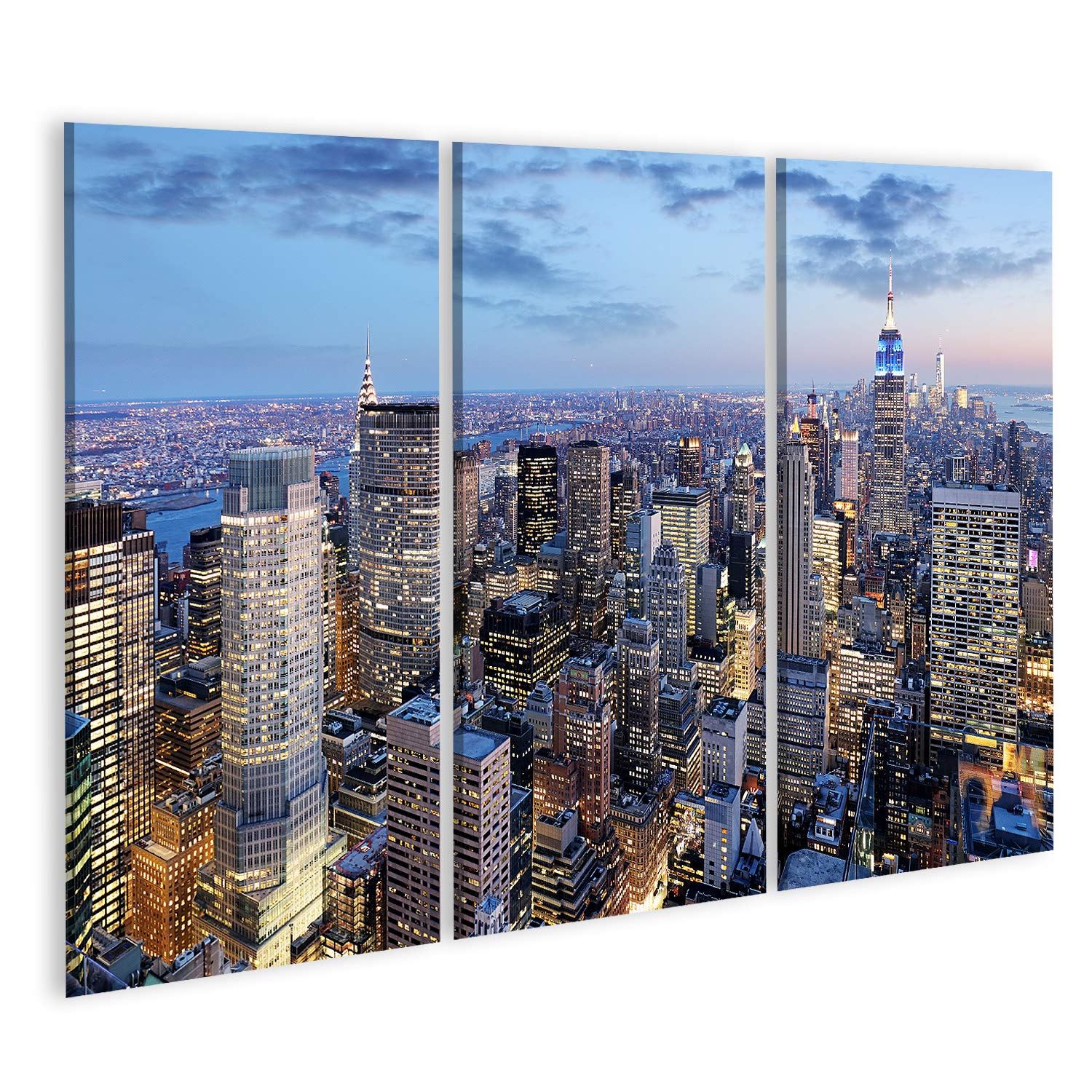islandburner Quadro su tela New York City Notte Manhattan Usa Quadri Stampe Immagini Murale Decorazione da parete