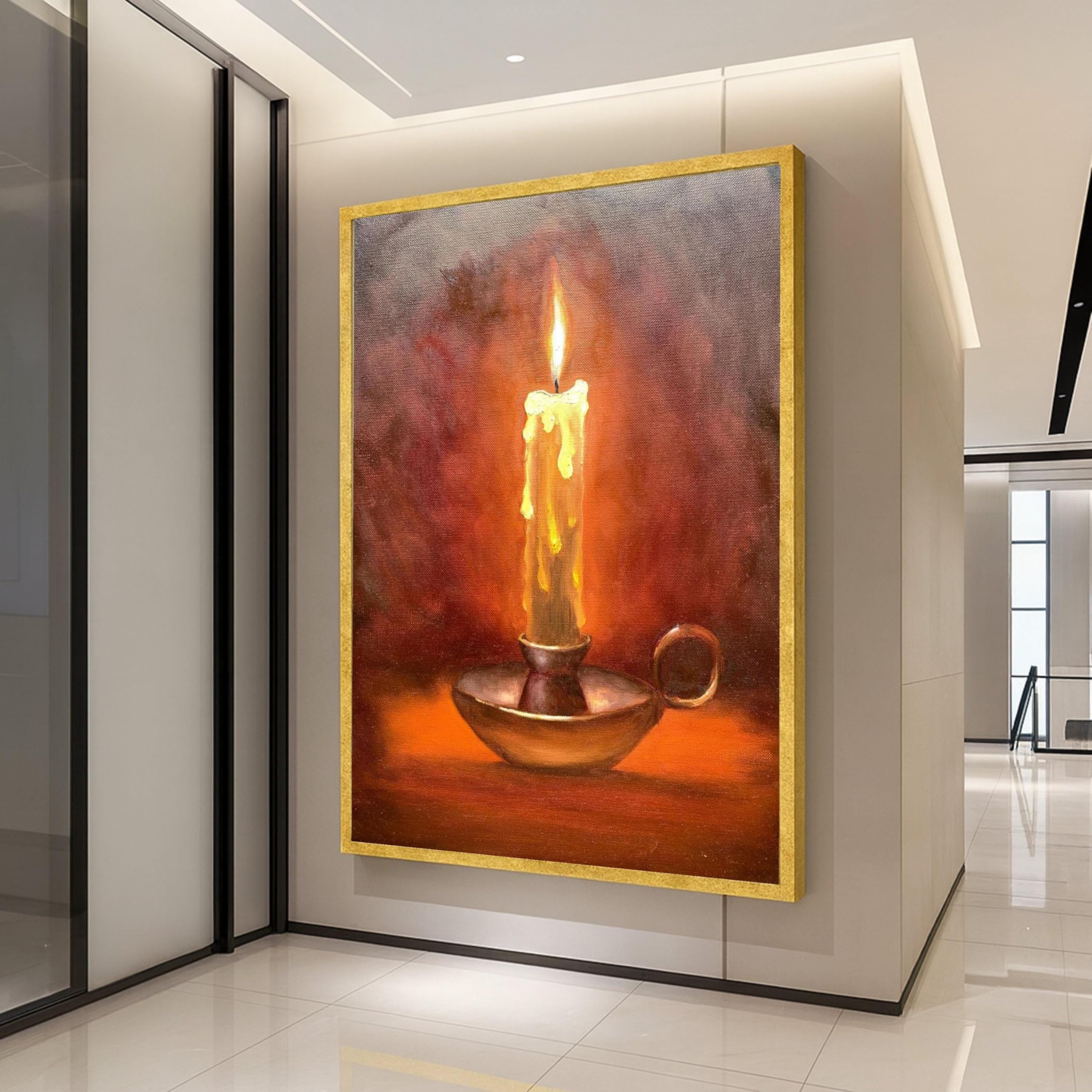 Tableau bougie lueur chaleureuse pour réchauffer une pièce sombre - 8