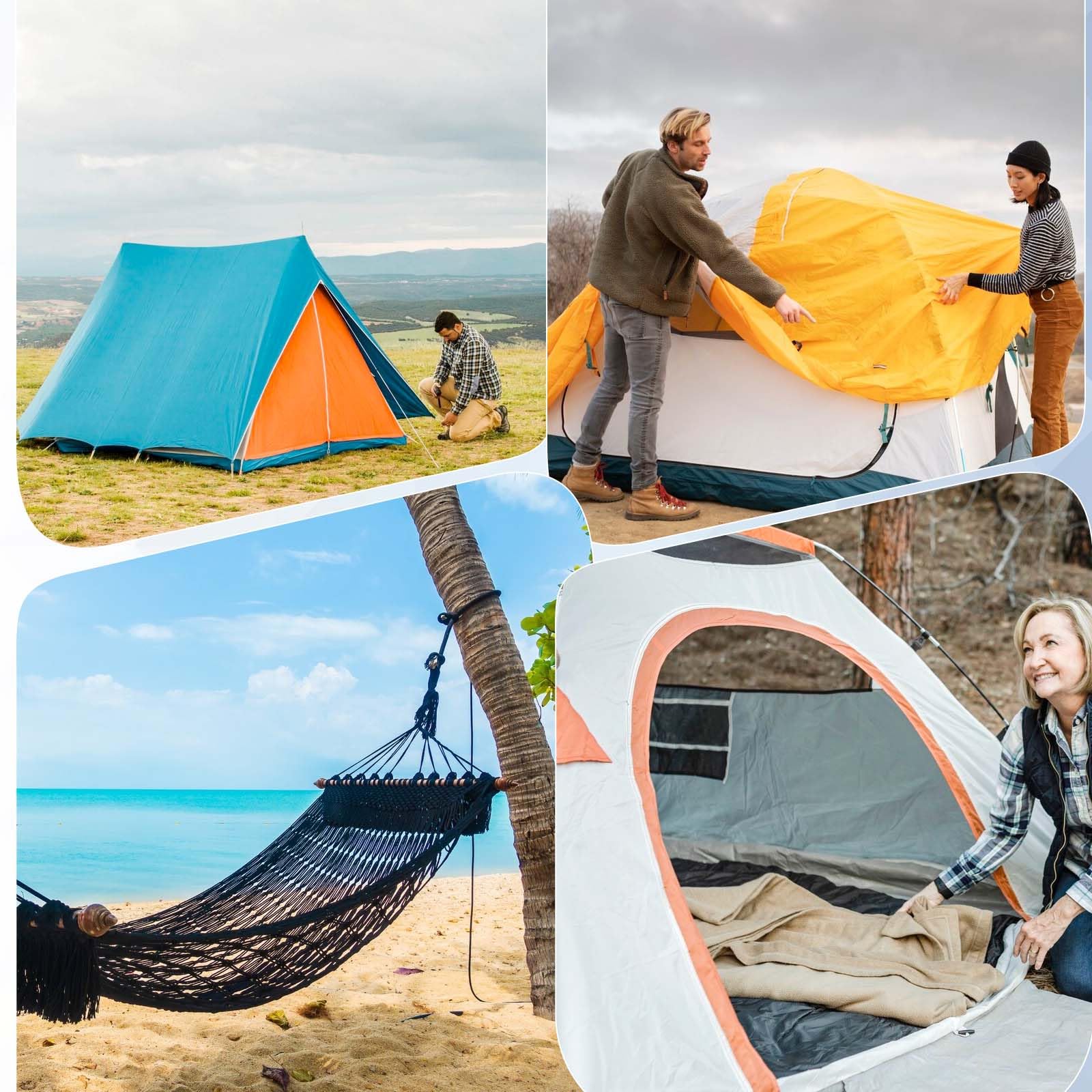Lot De 4 Tendeurs Élastiques Robustes 43cm Avec Crochets - Mini Tendeurs En Caoutchouc Pour Camping, Bagages, Vélo Et Voyage (Noir)