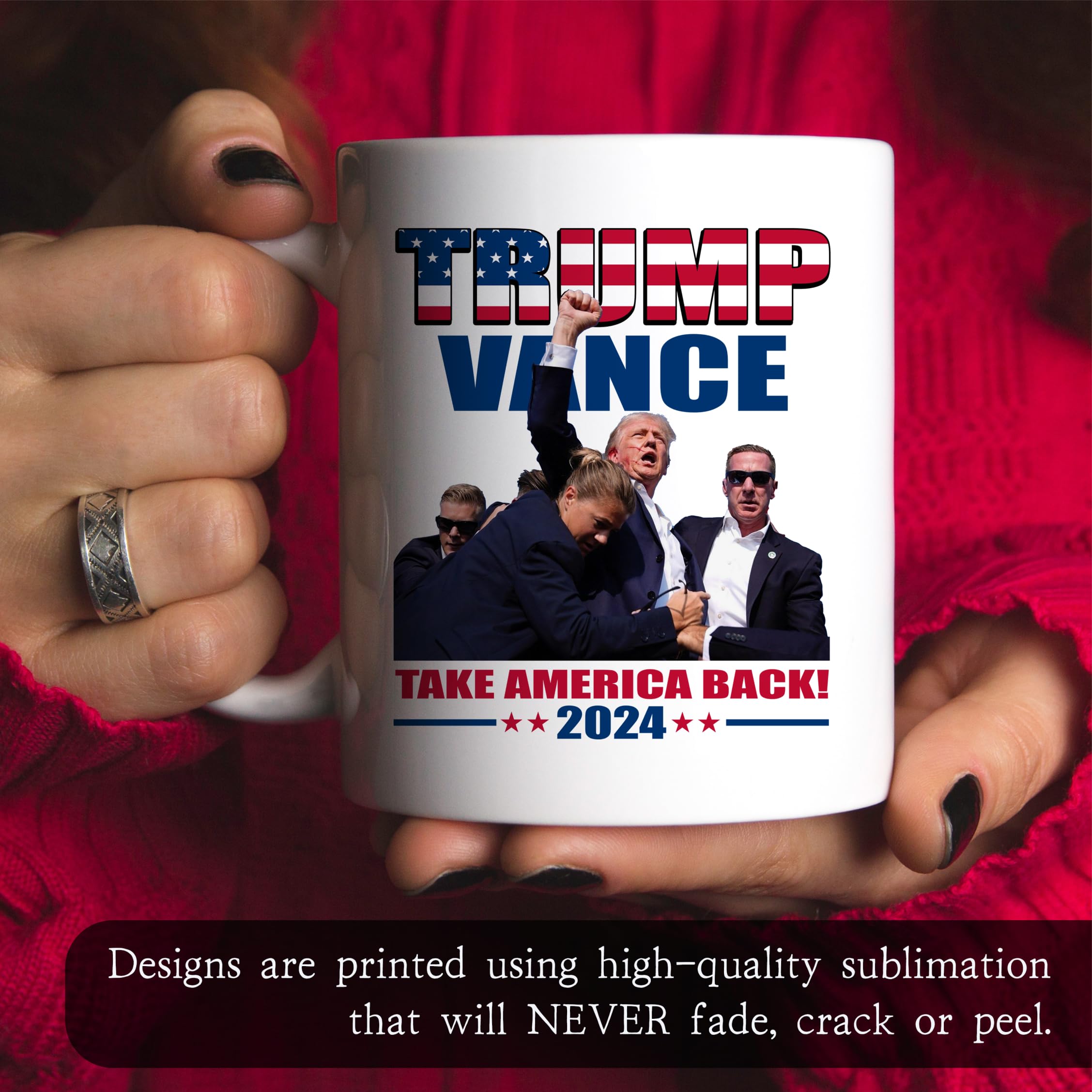 MyCozyCups Tazza Da Caffè In Ceramica Trump Vance 2024 Da 325 Ml, Con