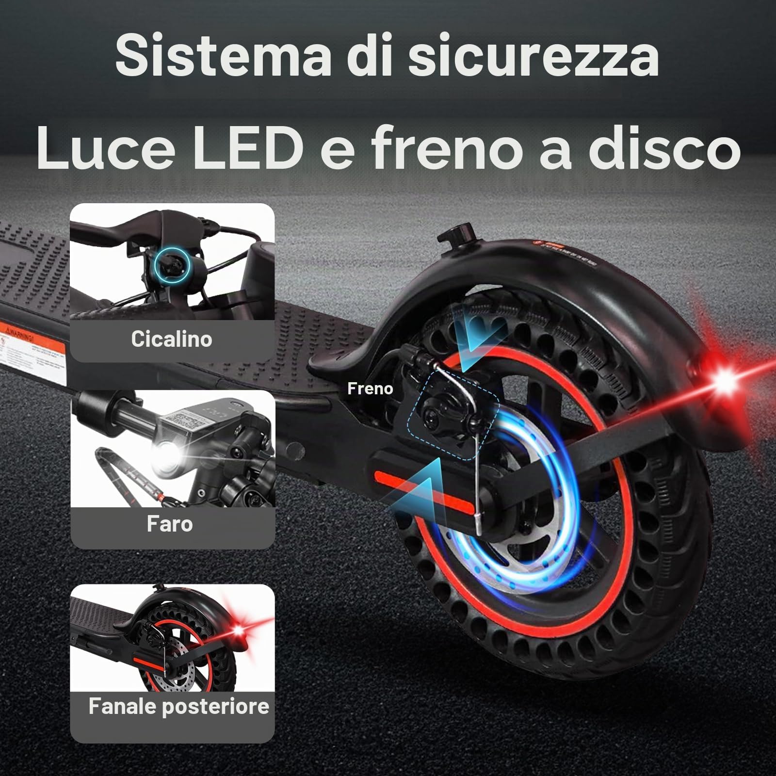 8.5" Monopattino Elettrico Adulto, 350W Pieghevole Monopattino Elettrico Autonomia 30KM, Max 25 KM/H, Freno sistema di frenata scooter elettrico di, Freni Cicalino, Carico Massimo 120KG