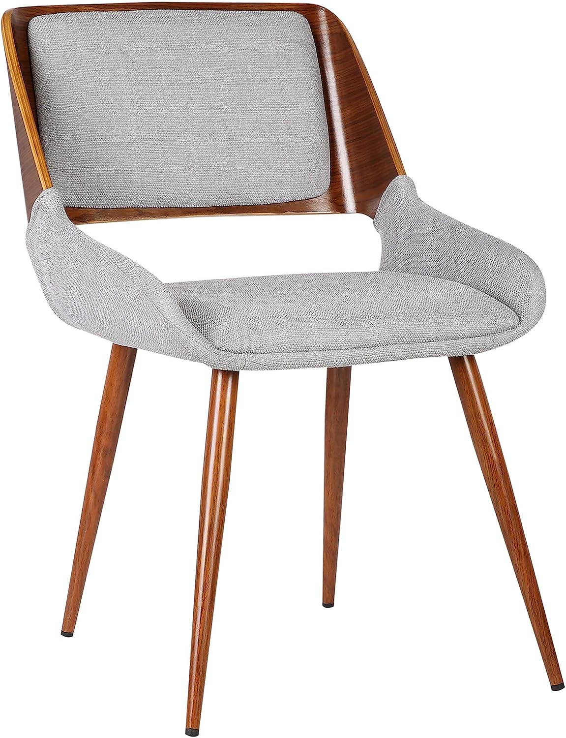 Armen Living Panda Mid-Century Dining Chair Walnut Finish and Gray Fabric - Thumbnail 4