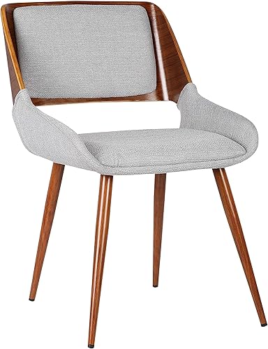 Armen Living Silla de comedor Panda en tela gris y acabado de madera de nogal, 25 pulgadas de profundidad x 20 pulgadas de ancho x 31 pulgadas de