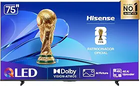 Hisense Smart TV UHD 4K QLED 75" Polegadas 75Q6QV com HDR10+, Dolby Atmos, Sports Mode, Game Mode Plus e Compatível com Alexa