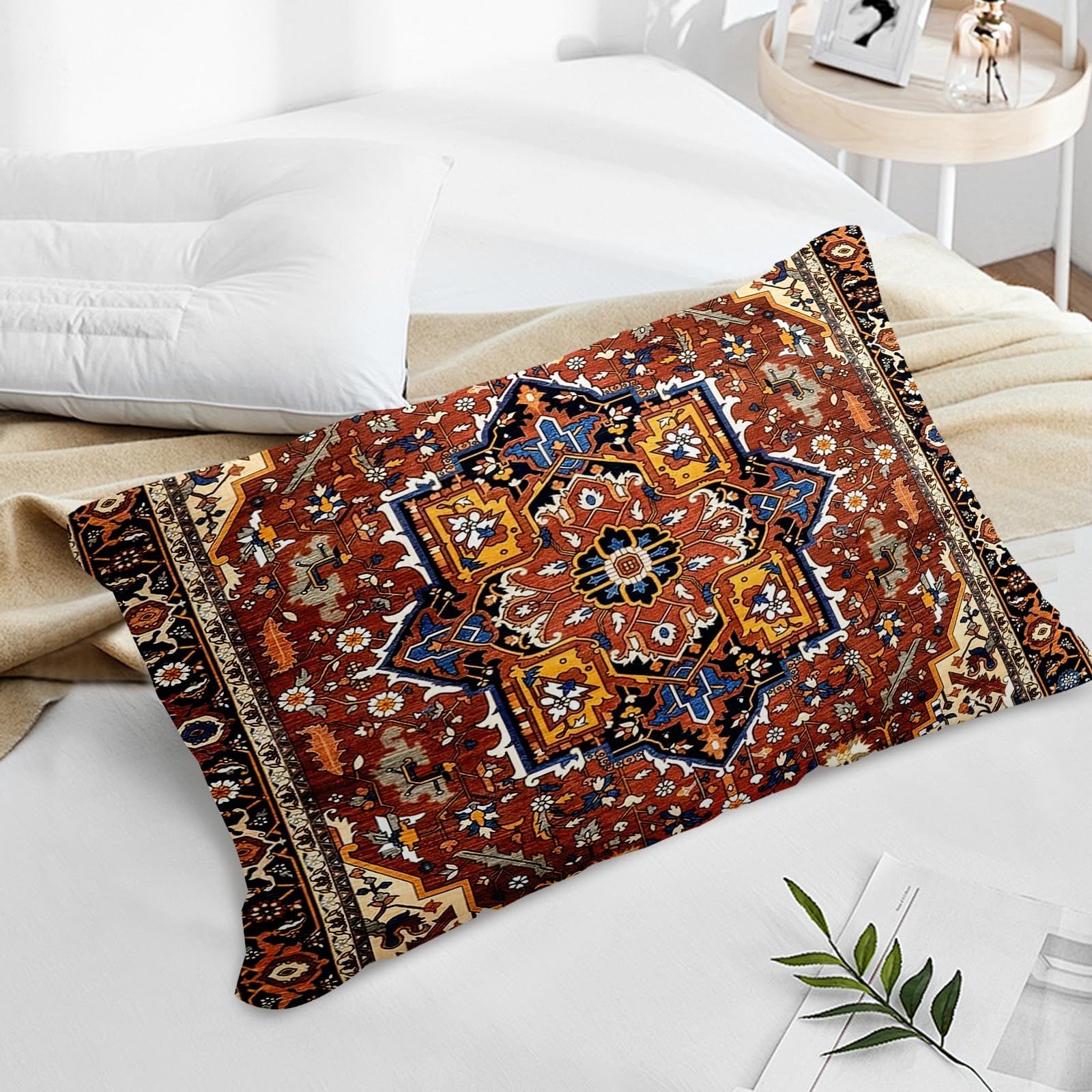 XPHZZL Pack of 2 Bohemian Style Linen Decorative Cushion Covers 30x50 cm Square Throw Pillow Covers 12x20 Inch Boho Style Pillowcases for Outdoor Home Decor Sofa Bedroom Car - Image 2